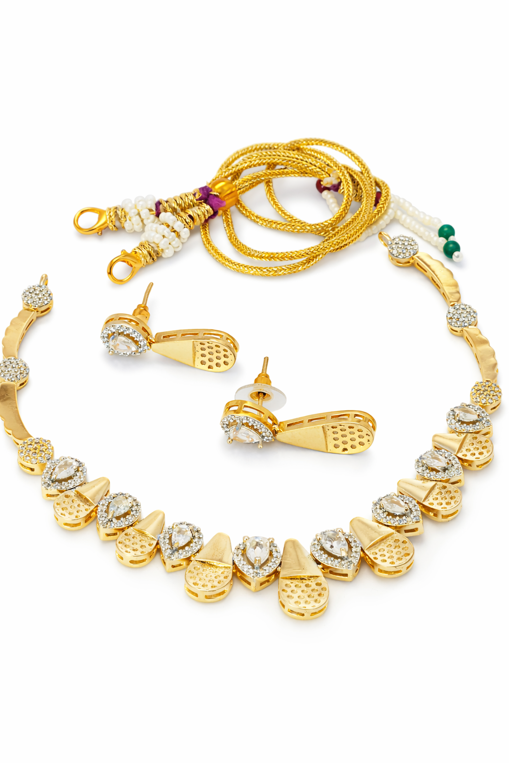 Ruby Radiance American Diamond Necklace Set