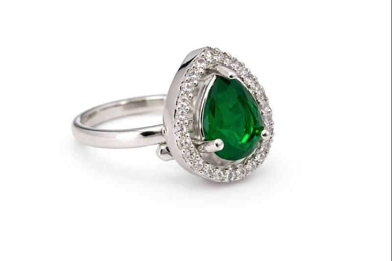 Emerald Drop American Diamond Ring