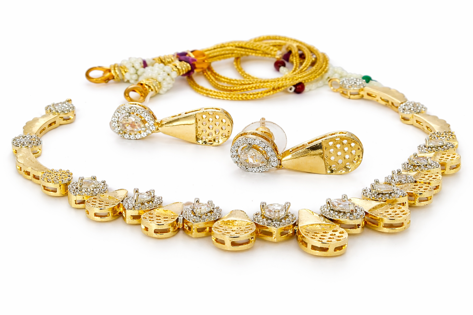 Ruby Radiance American Diamond Necklace Set