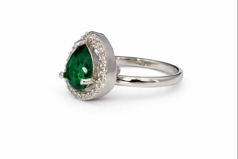 Emerald Drop American Diamond Ring
