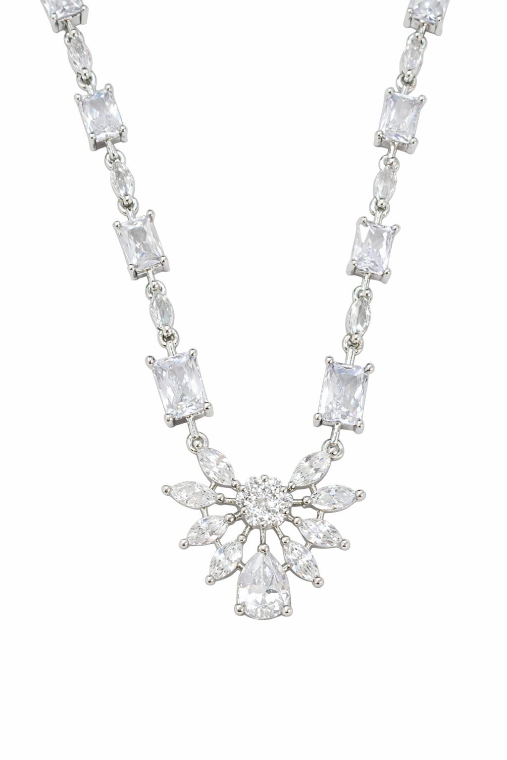 Crystal Bloom American Diamond Necklace Set