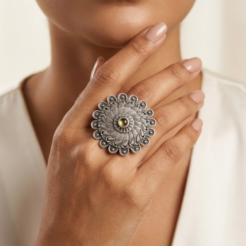 Royal Spiral Oxidised Statement Ring