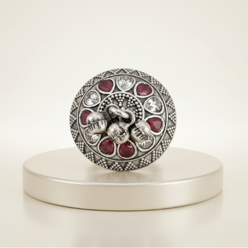 Ruby Charm Oxidised Statement Ring