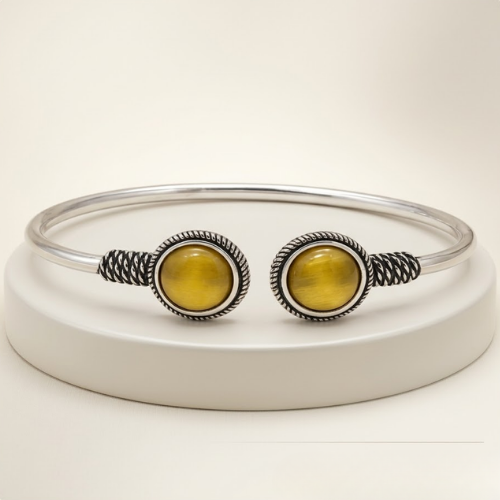 Midnight Oval Oxidised Stone Cuff Bracelet