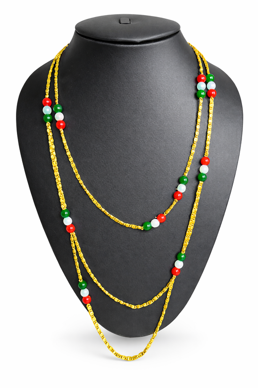 Colorful Glass Bead Necklace with Gold Chain - 2 Styles