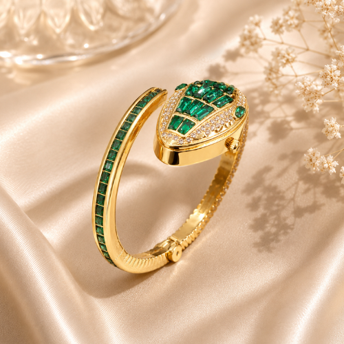 Emerald Green Crystal Open Cuff Bracelet