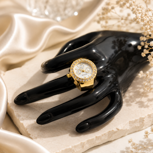 Luxury Crystal Studded Gold-Tone Bracelet Watch