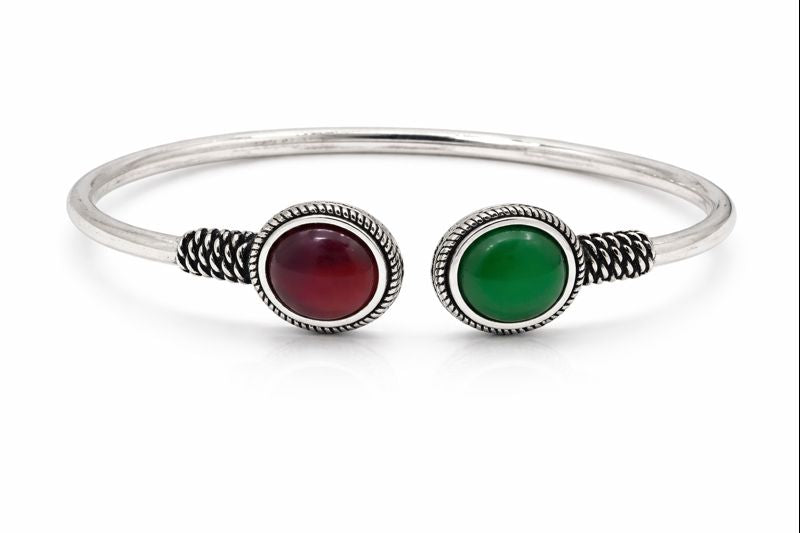 Midnight Oval Oxidised Stone Cuff Bracelet