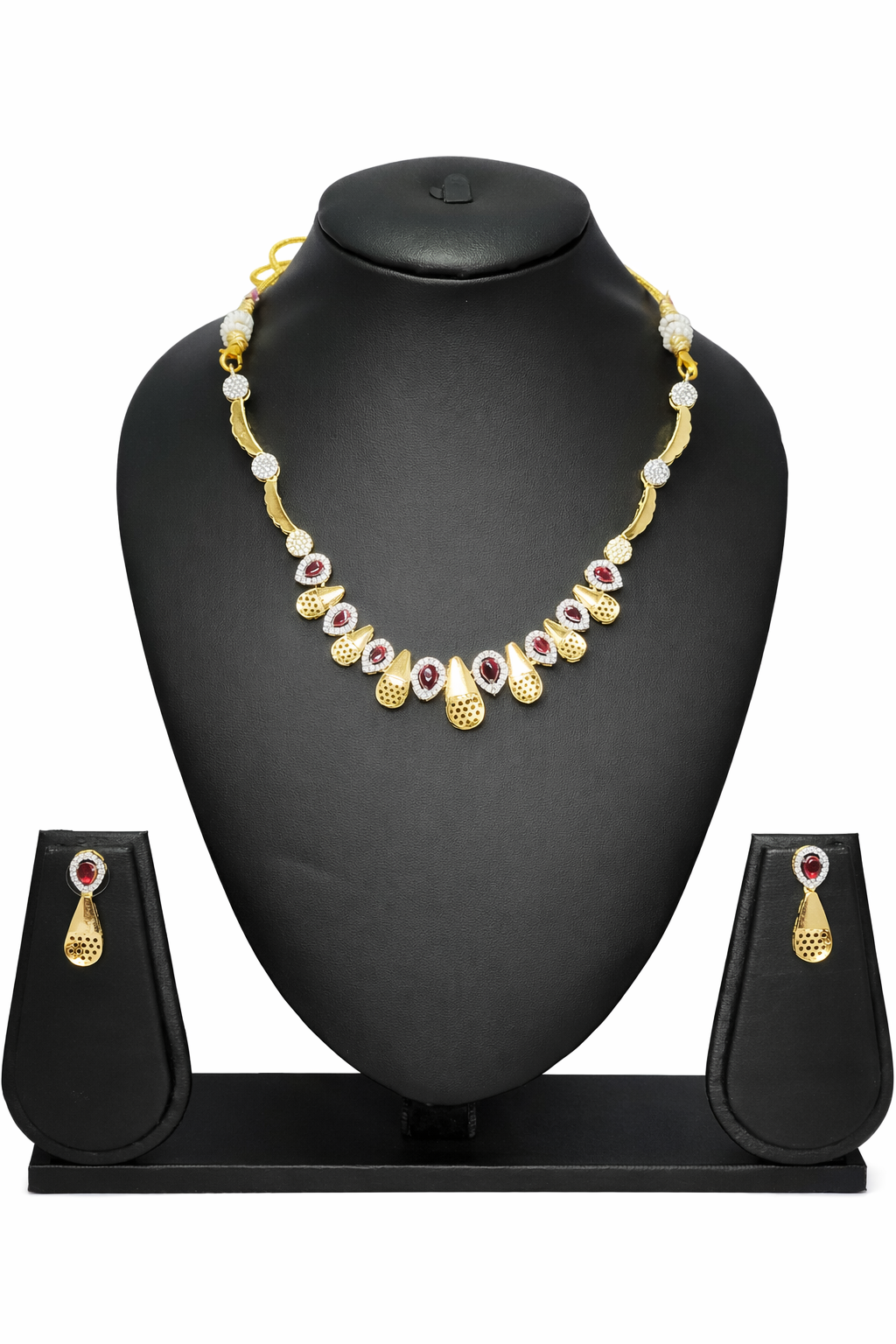 Ruby Radiance American Diamond Necklace Set