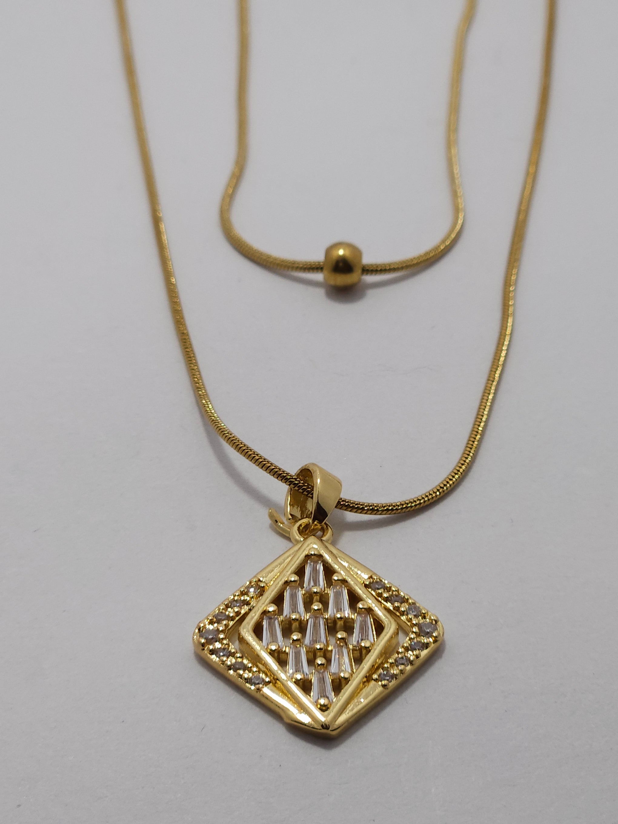Anti-Tarnish Gold Layered Pendant Necklace