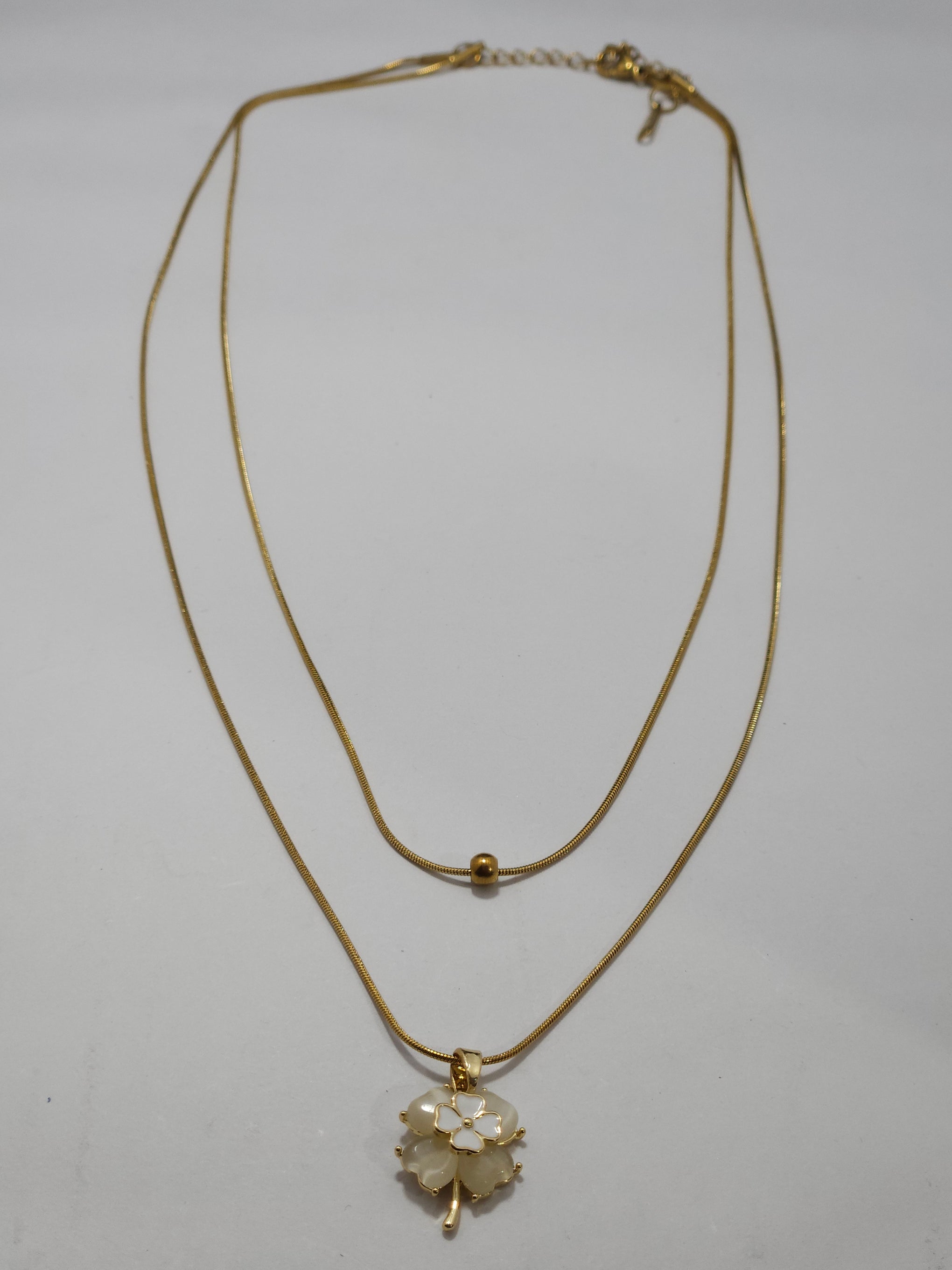 Anti-Tarnish Gold Clover Layered Necklace
