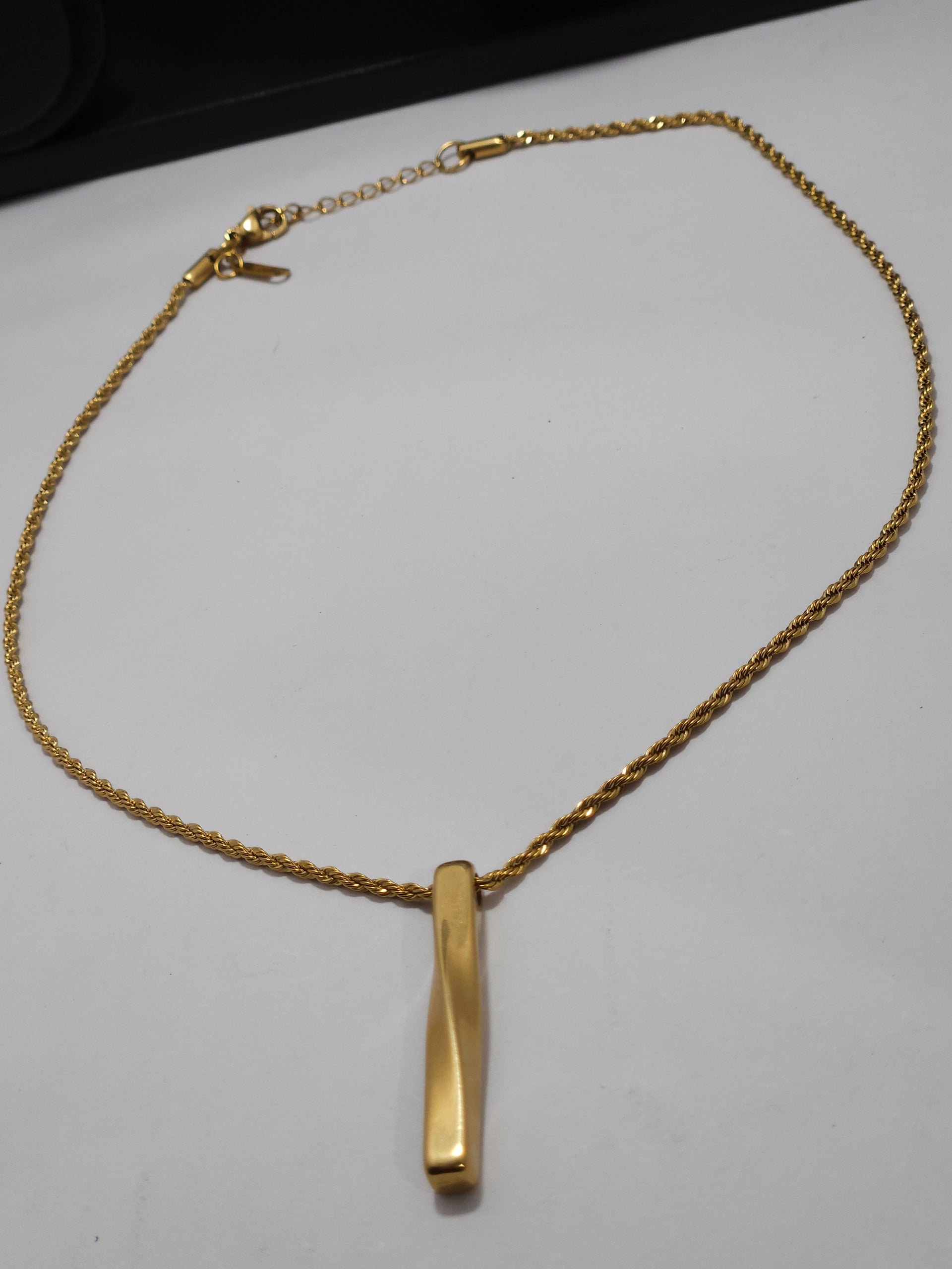 Anti-Tarnish Gold Minimal Bar Pendant Necklace