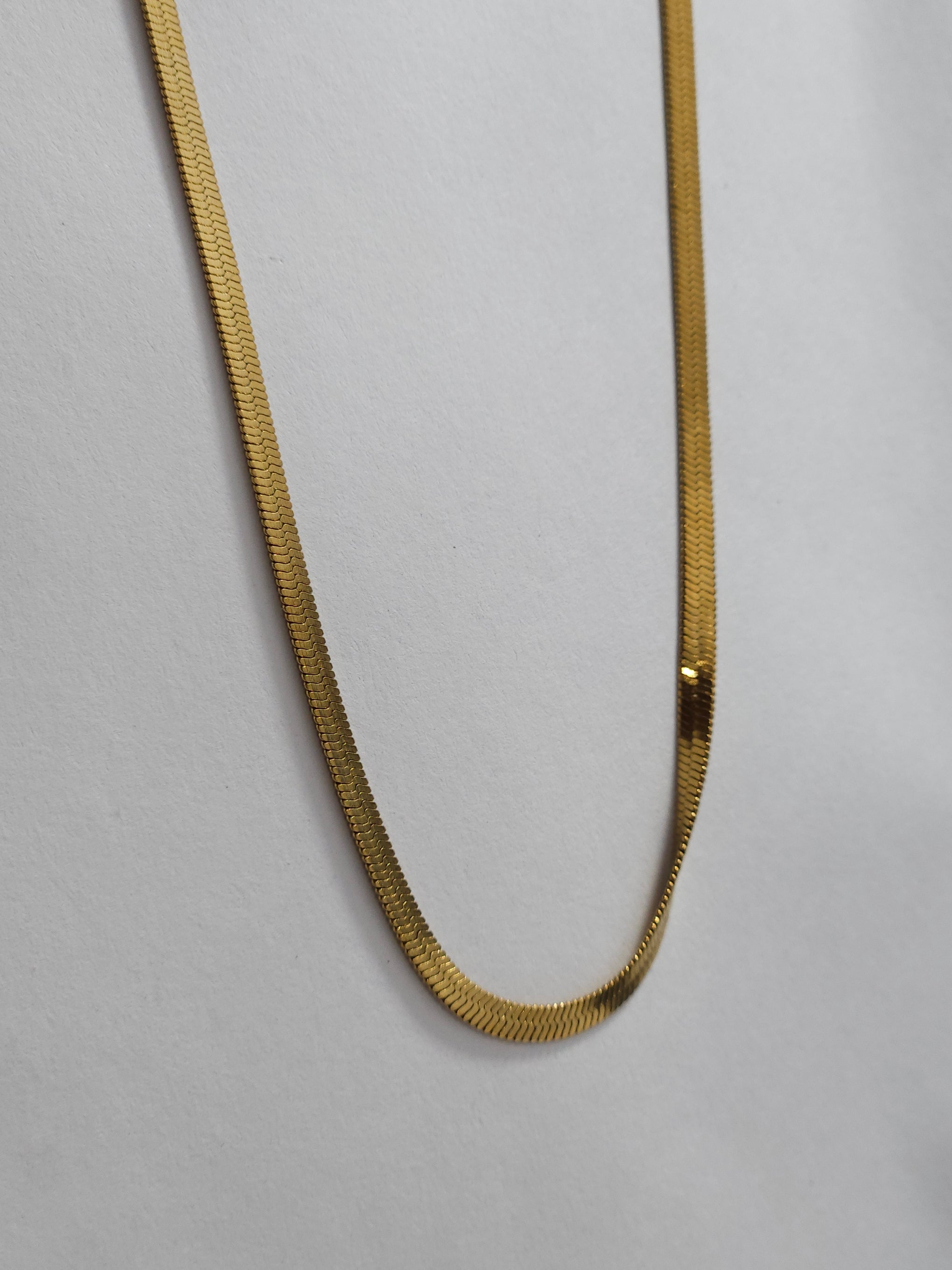 Anti-Tarnish Gold Flat Snake Chain Necklace
