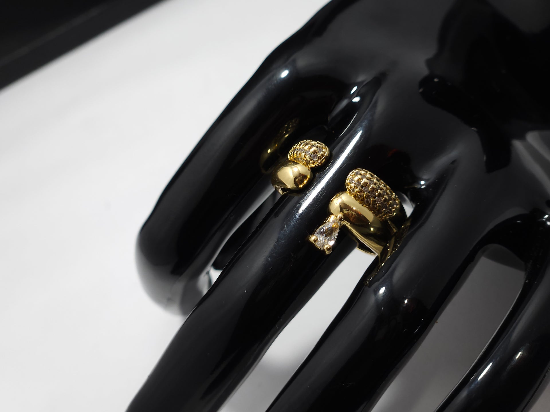 Anti-Tarnish Open Cuff Crystal Accent Ring