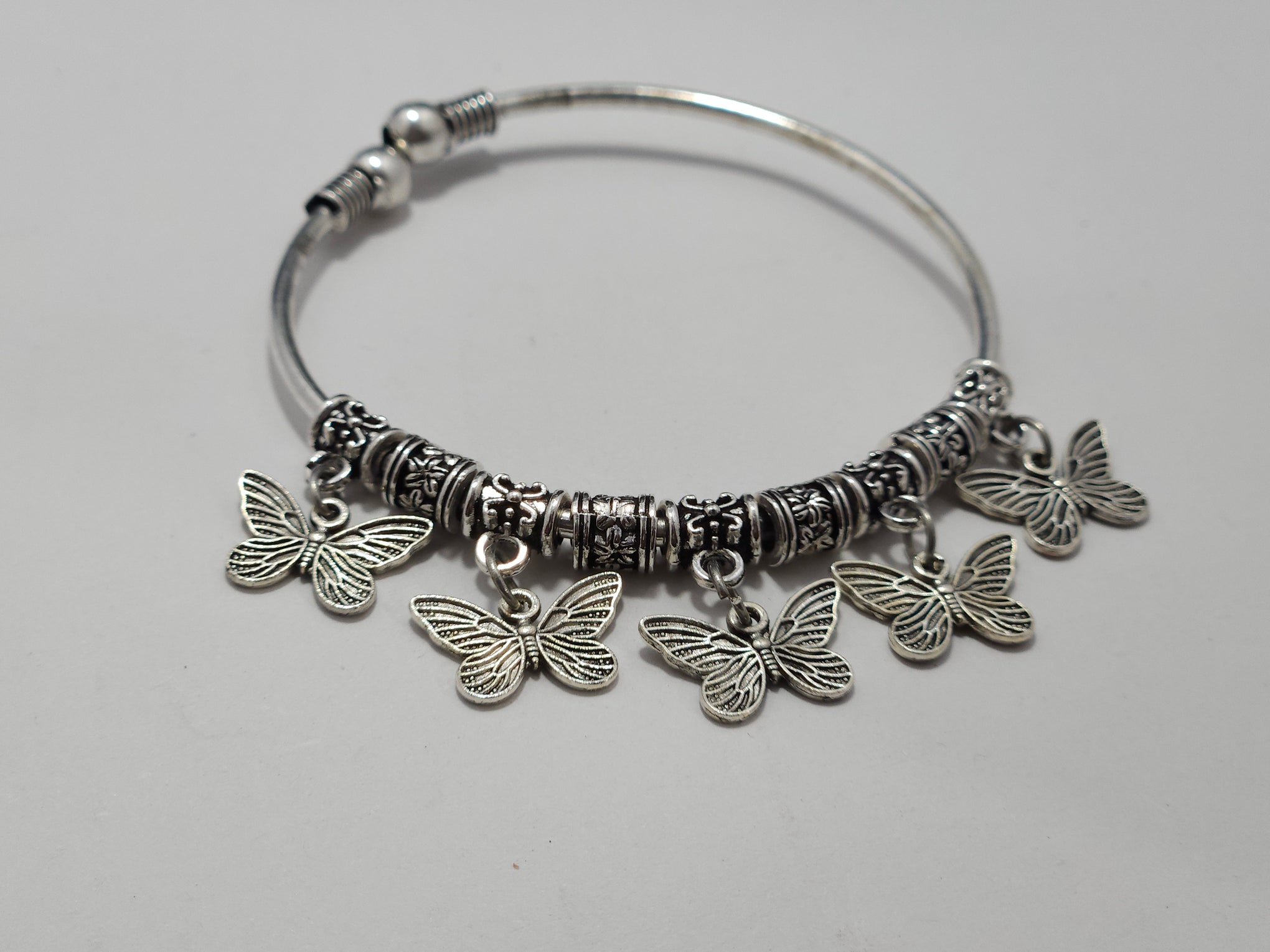 Oxidised Butterfly Charm Kada Anklet
