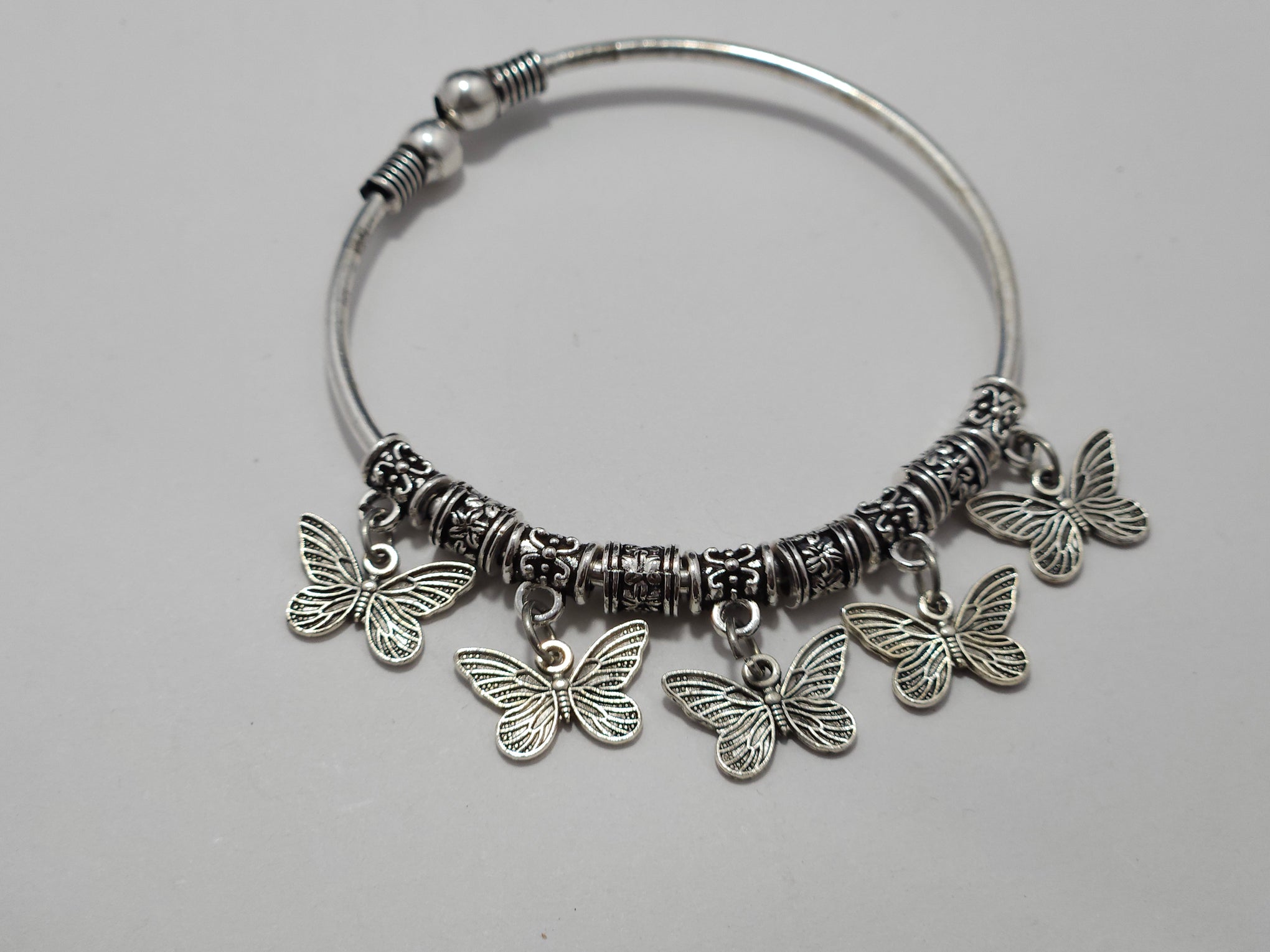 Oxidised Butterfly Charm Kada Anklet