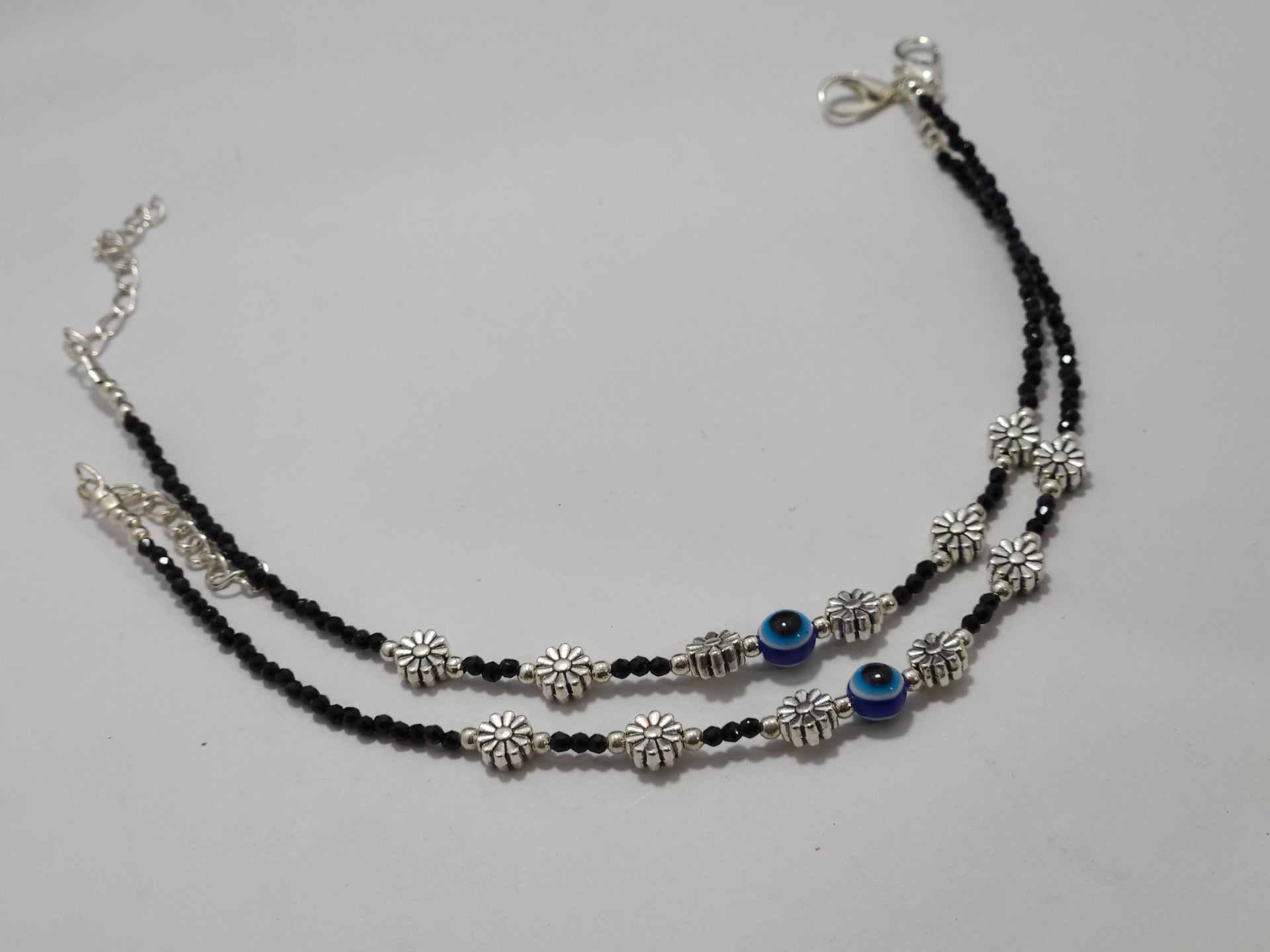 Dual Layer Evil Eye Floral Anklet (Payal)