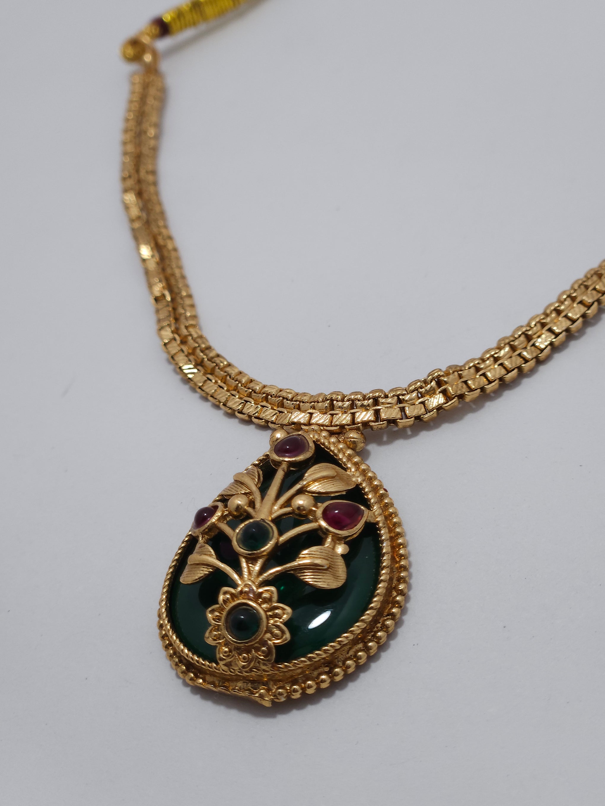 Traditional Temple Design Necklace Set with Matching Earrings