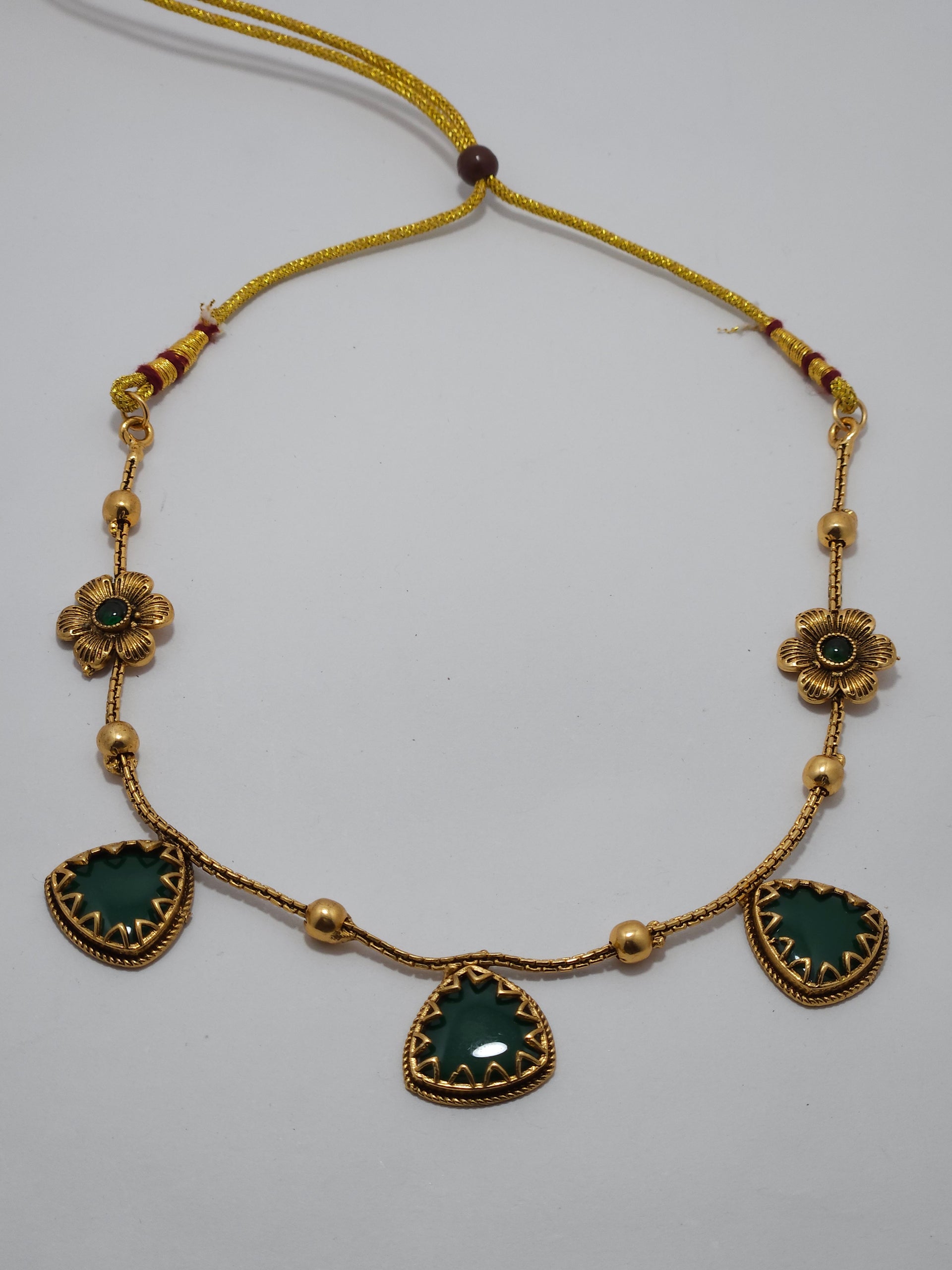 Emerald Green Floral Necklace Set