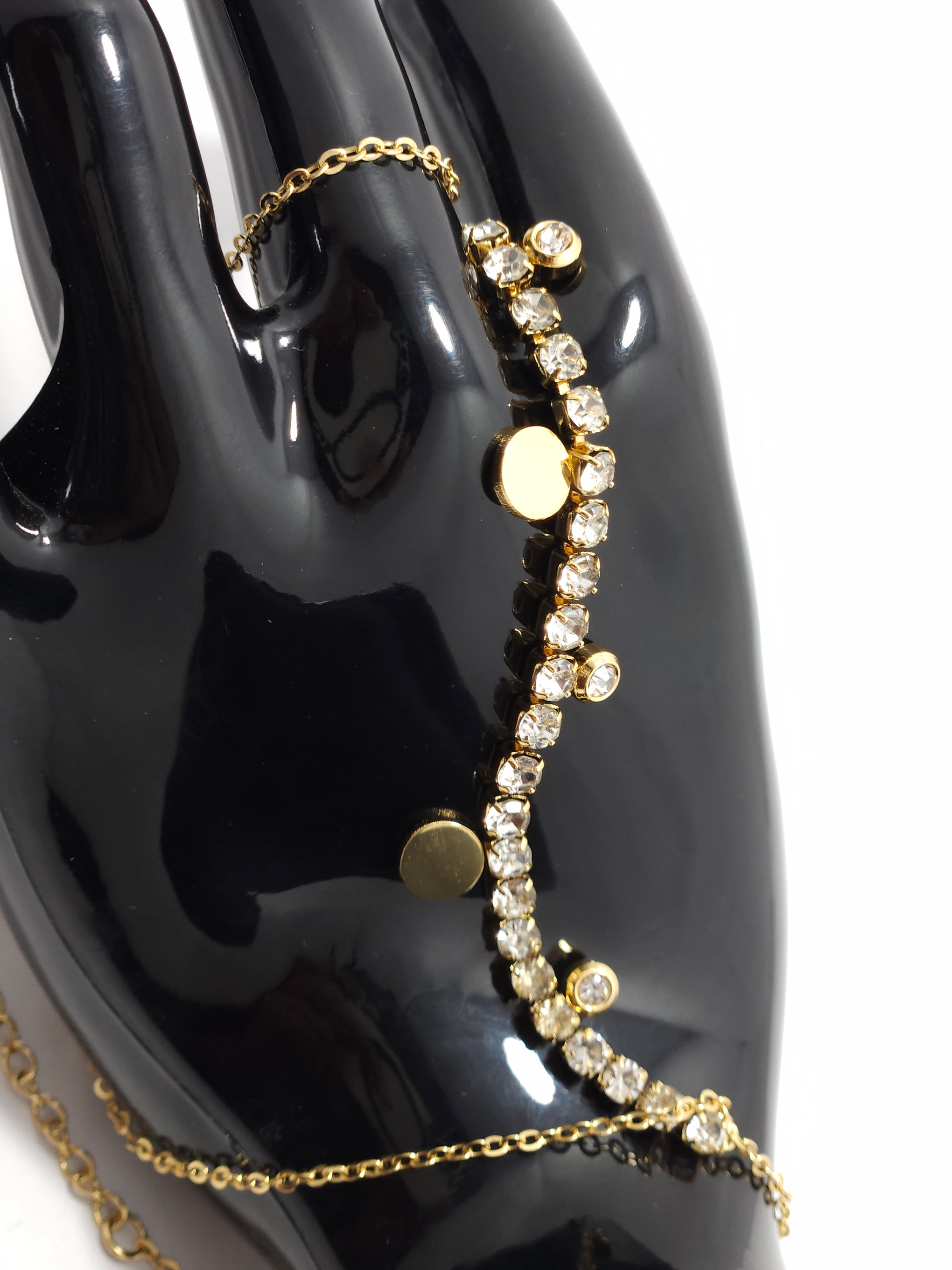 Gold-Tone Crystal Hand Harness Bracelet (Haathphool)