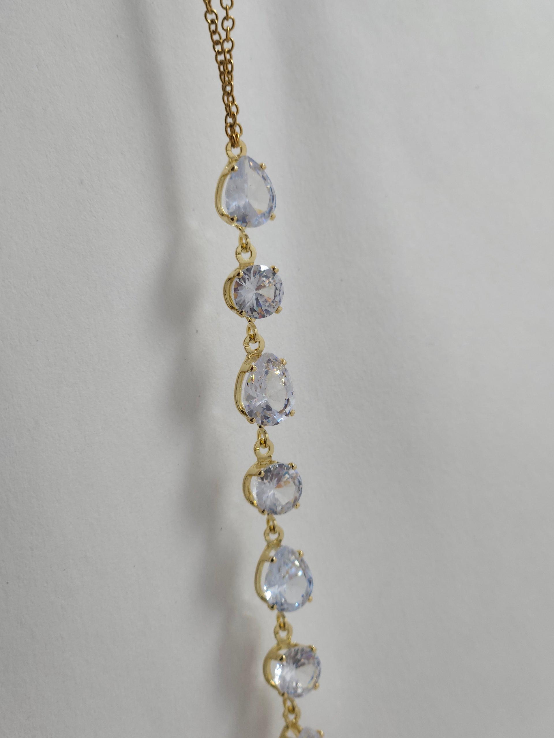 Crystal Drop Hand Harness Bracelet (Gold-Tone Haathphool)