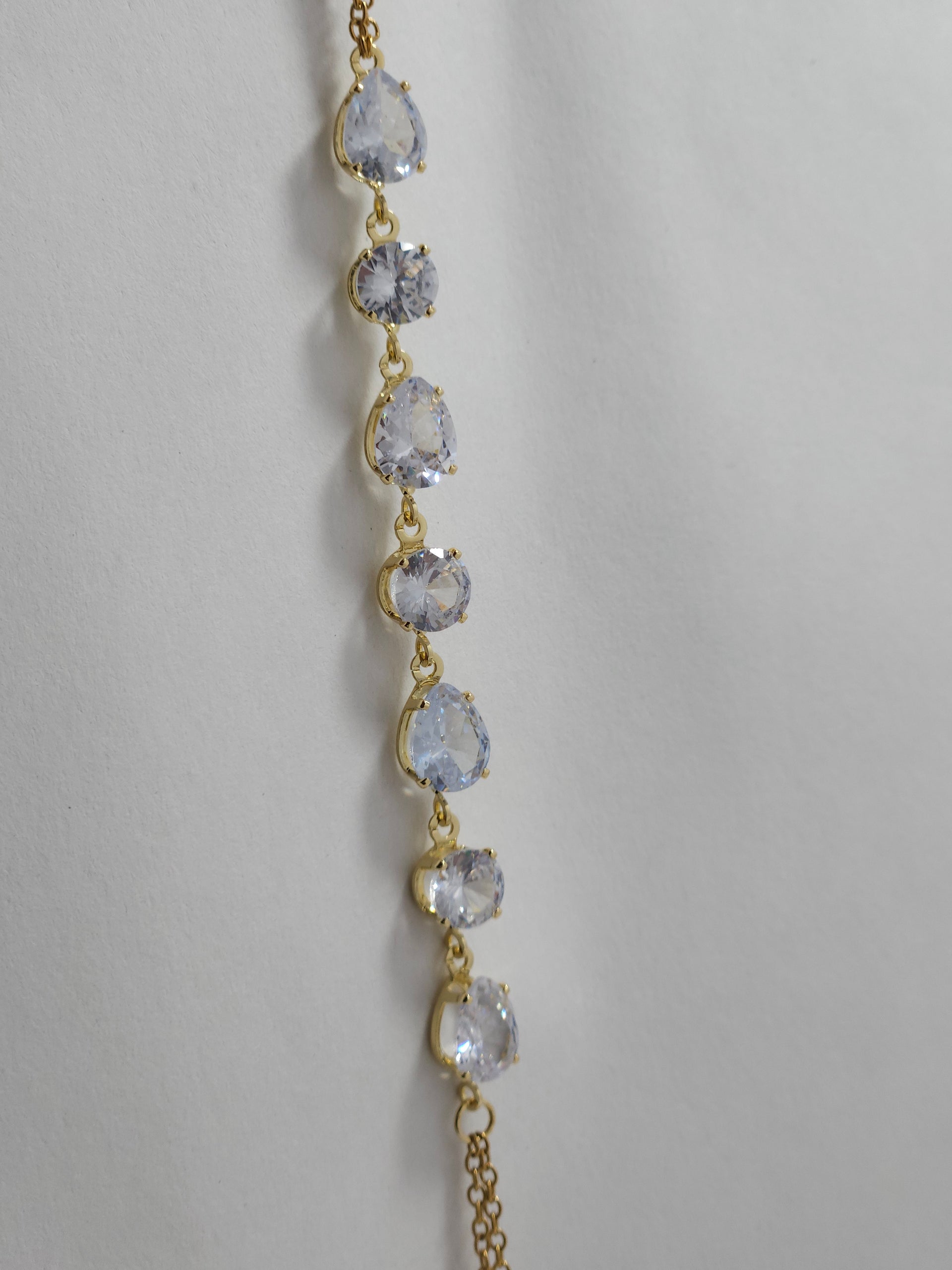 Crystal Drop Hand Harness Bracelet (Gold-Tone Haathphool)