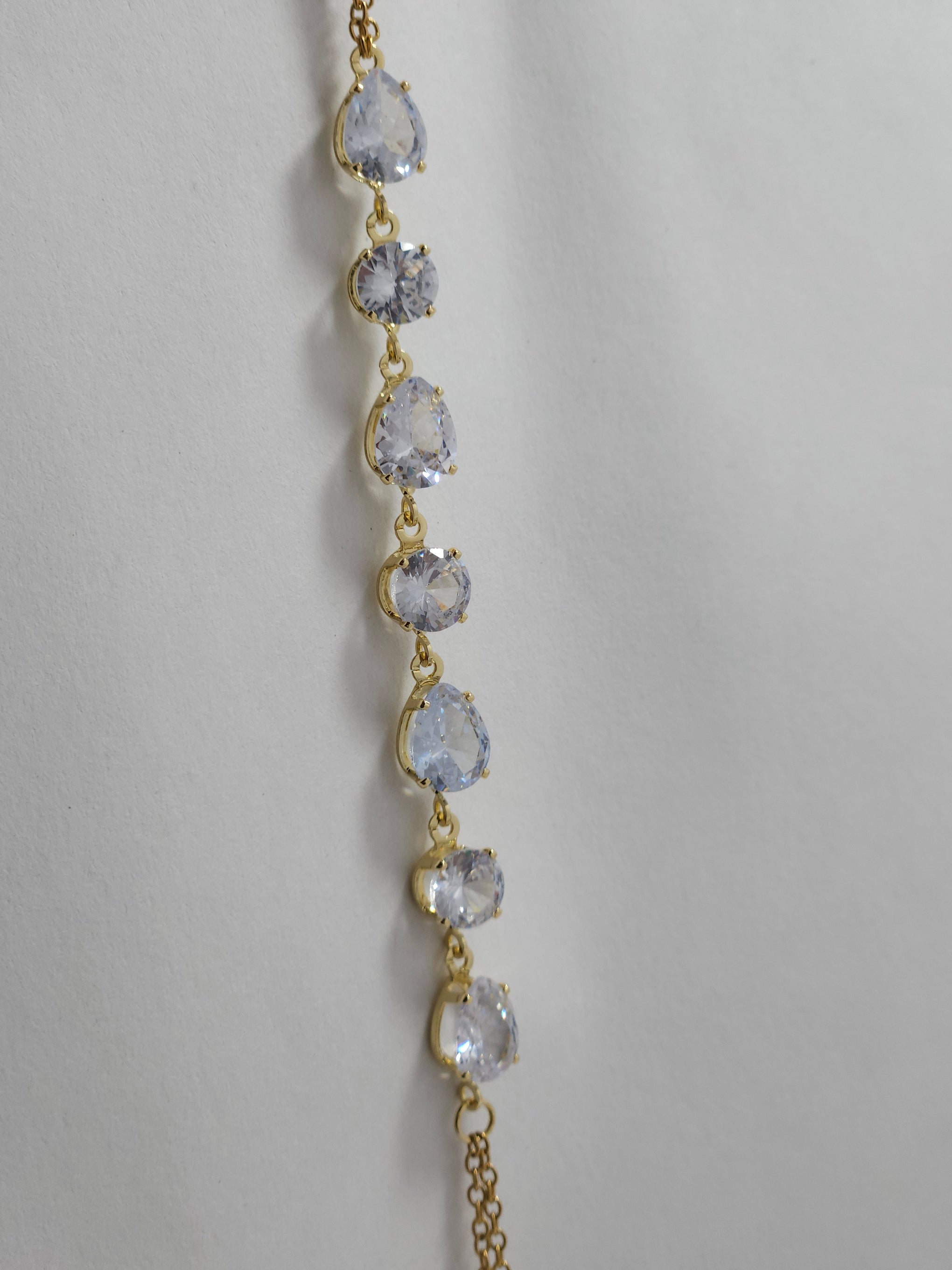 Crystal Drop Hand Harness Bracelet (Gold-Tone Haathphool)