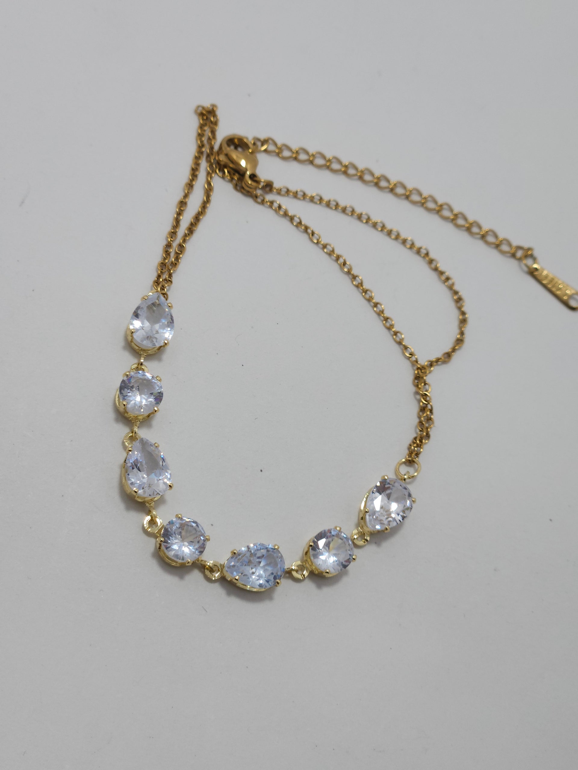 Crystal Drop Hand Harness Bracelet (Gold-Tone Haathphool)