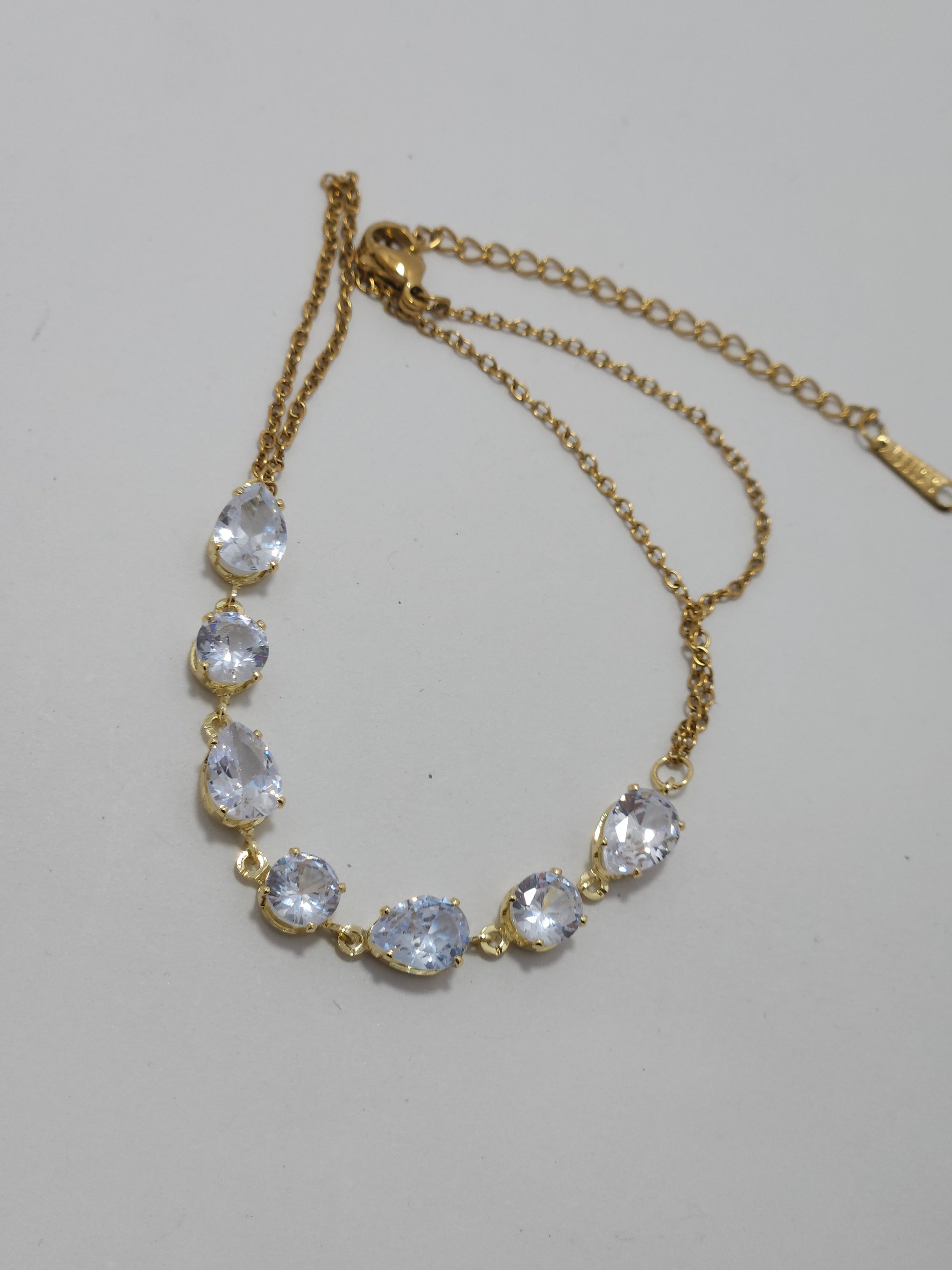 Crystal Drop Hand Harness Bracelet (Gold-Tone Haathphool)