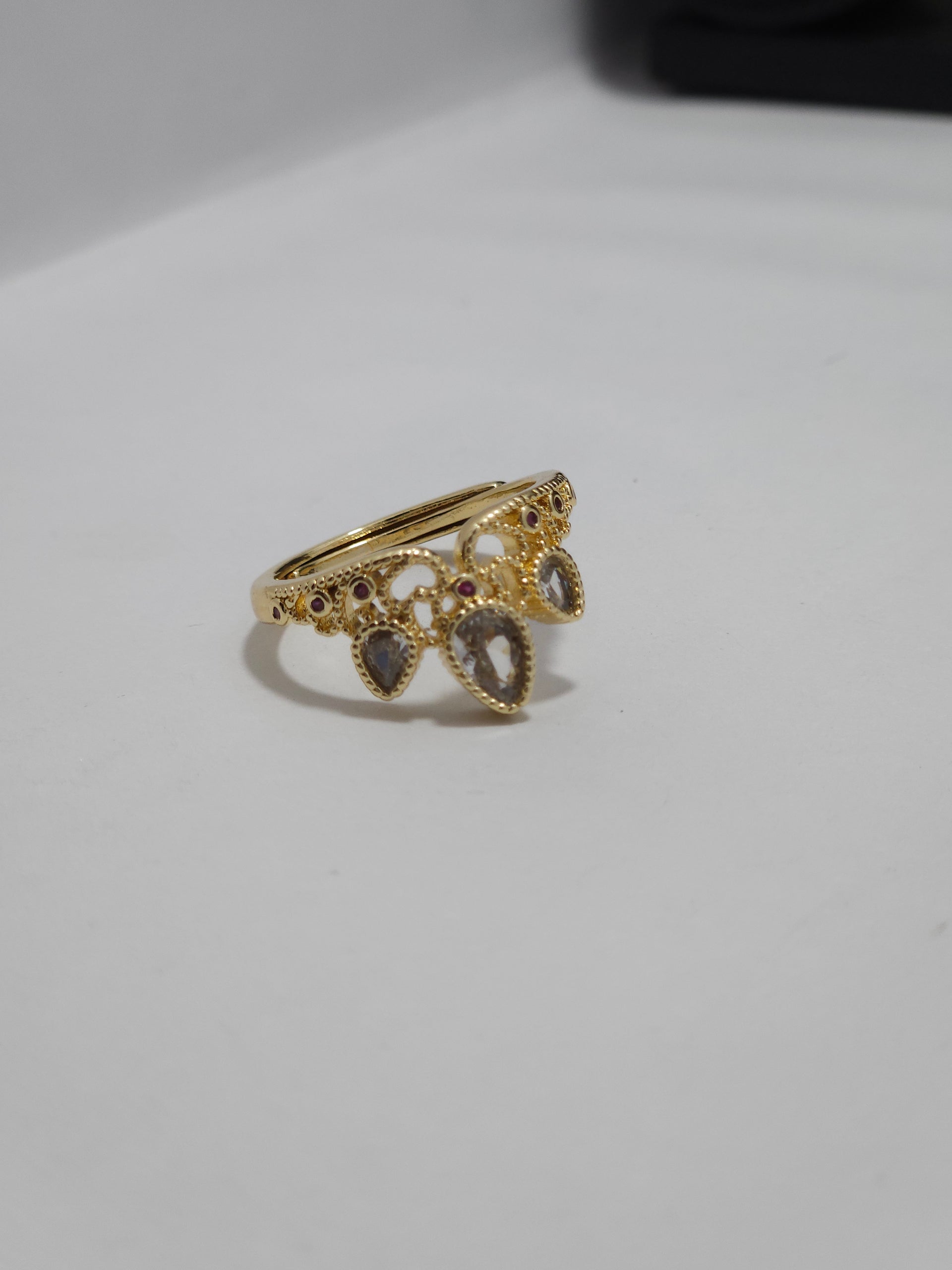 Royal Crown Crystal Ring – Gold-Tone Princess Tiara Ring