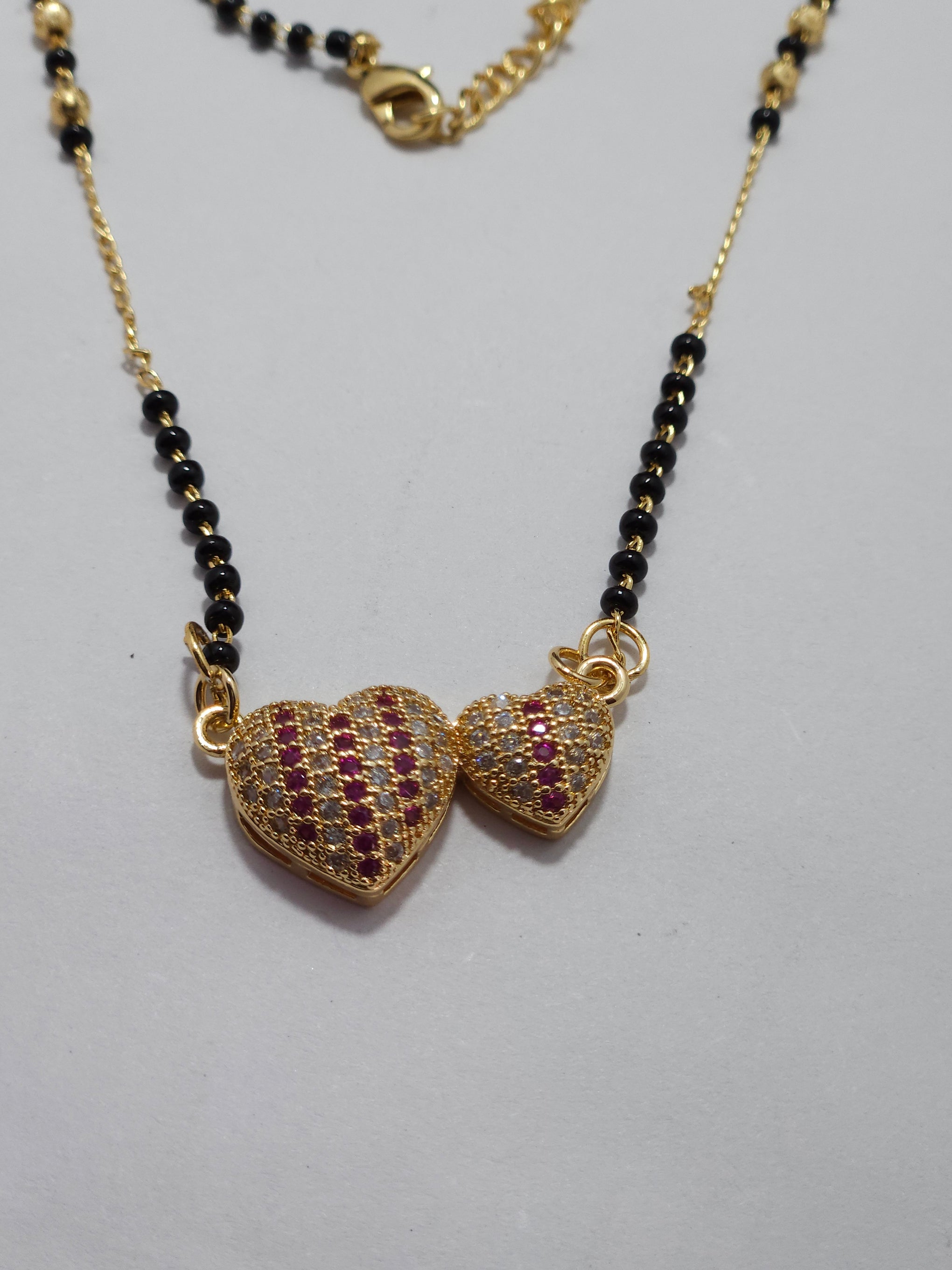 Heart Mangalsutra – Gold-Tone Crystal Designer Mangalsutra