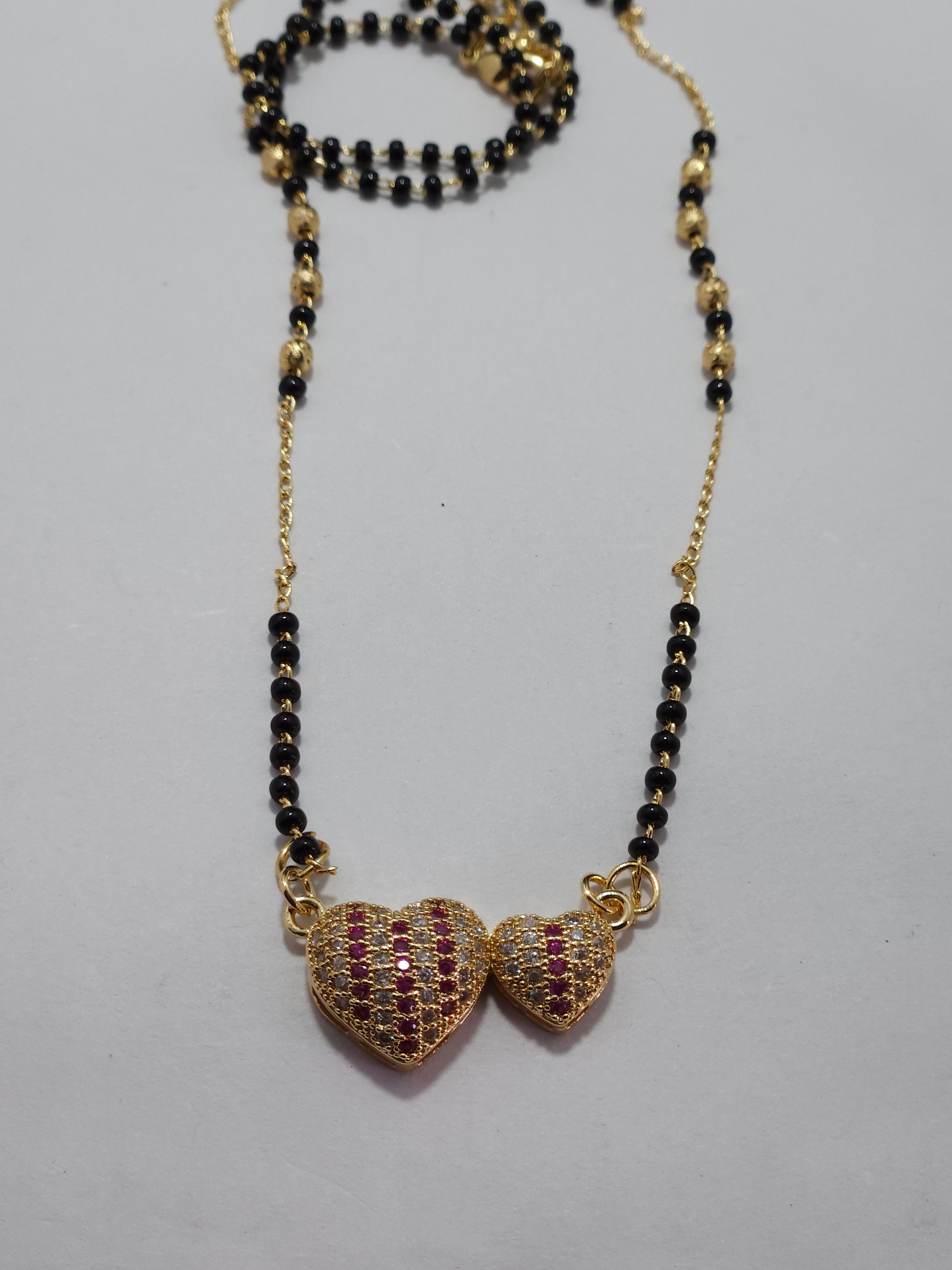 Heart Mangalsutra – Gold-Tone Crystal Designer Mangalsutra