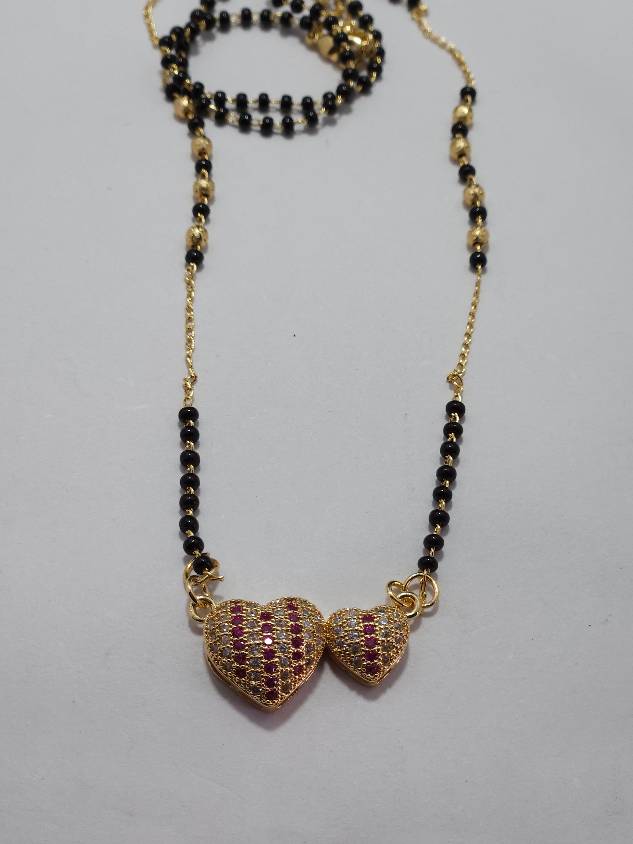 Heart Mangalsutra – Gold-Tone Crystal Designer Mangalsutra