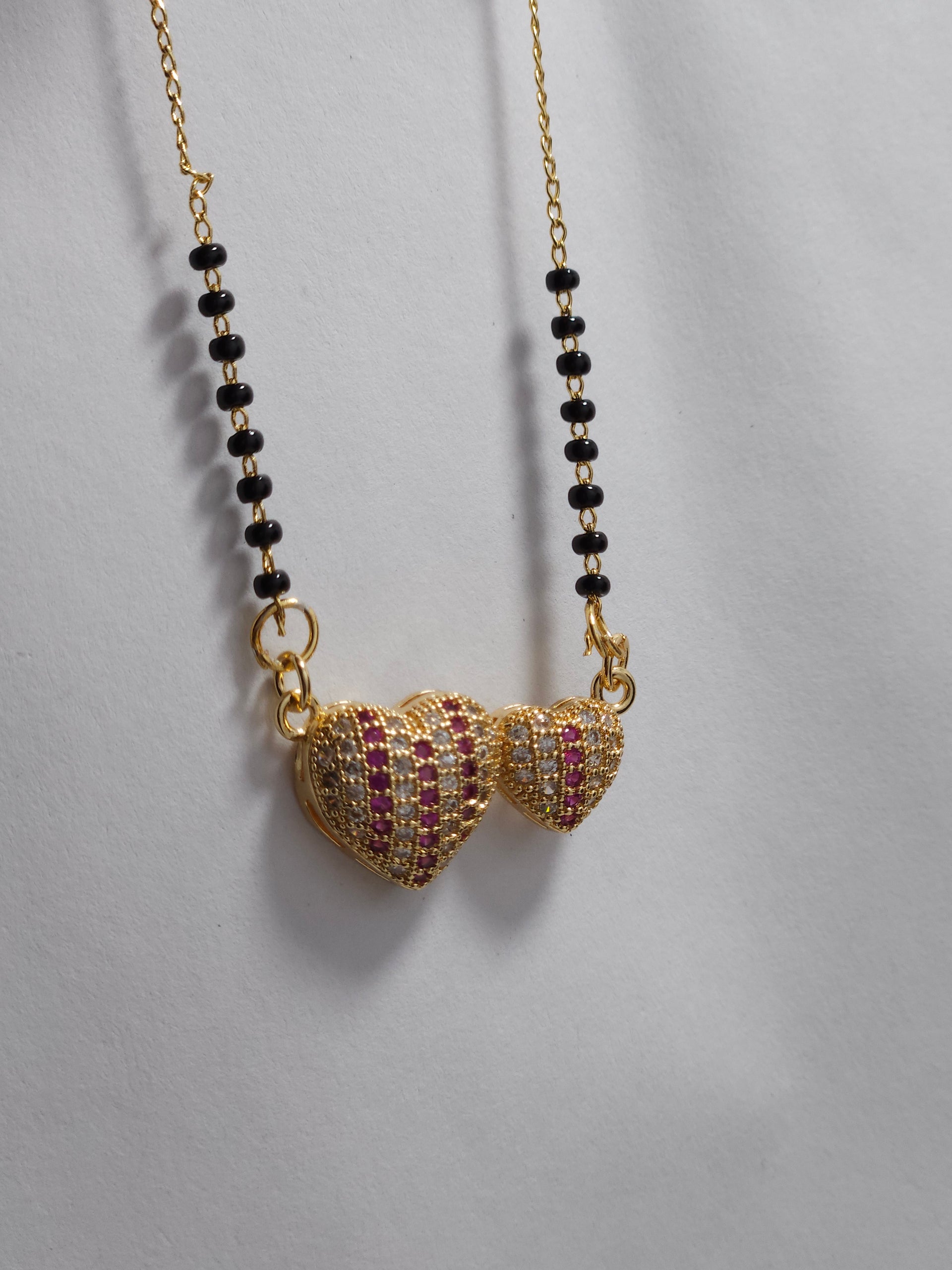 Heart Mangalsutra – Gold-Tone Crystal Designer Mangalsutra