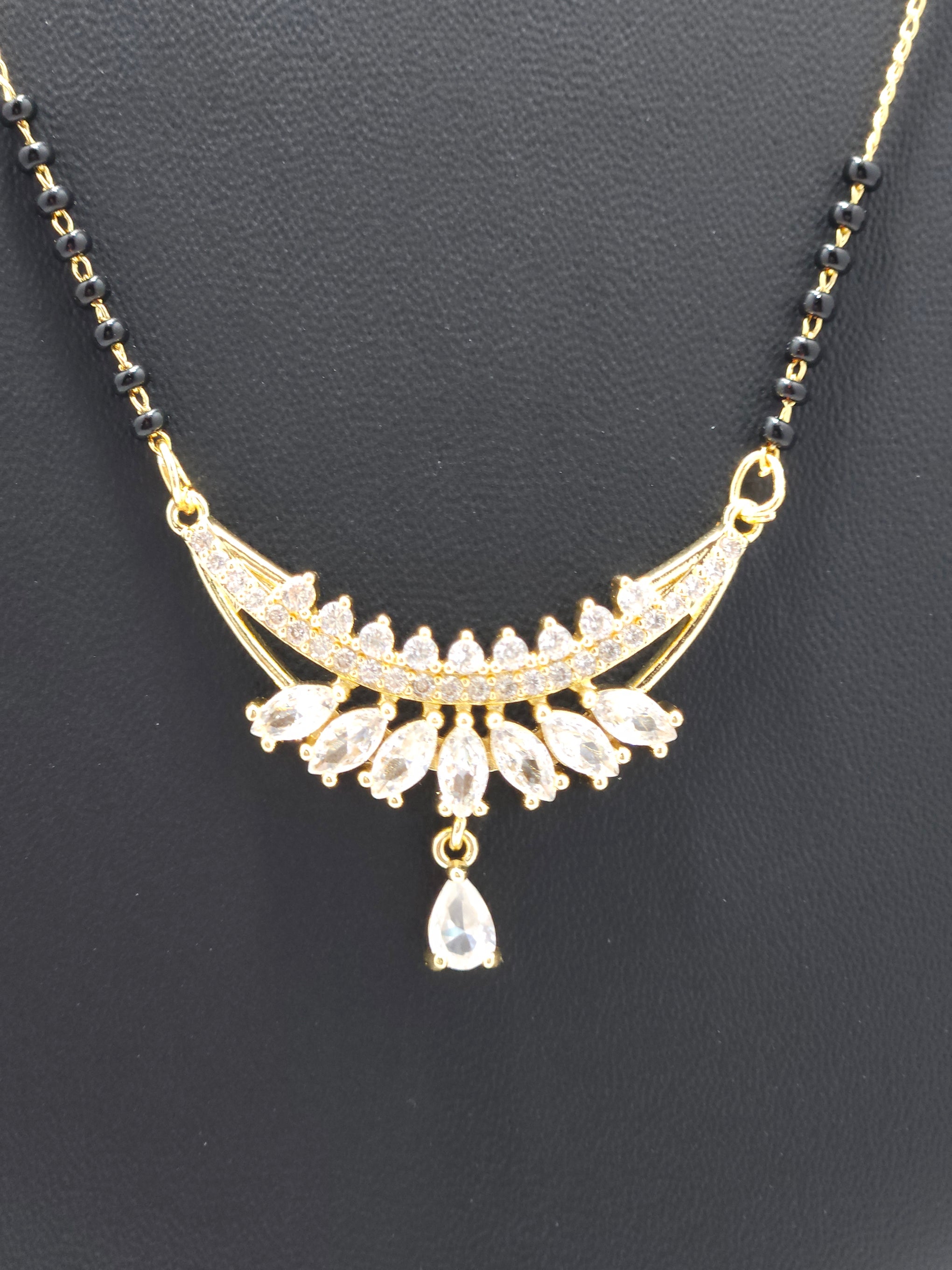 Mangalsutra – Gold-Tone Designer Black Bead Necklace