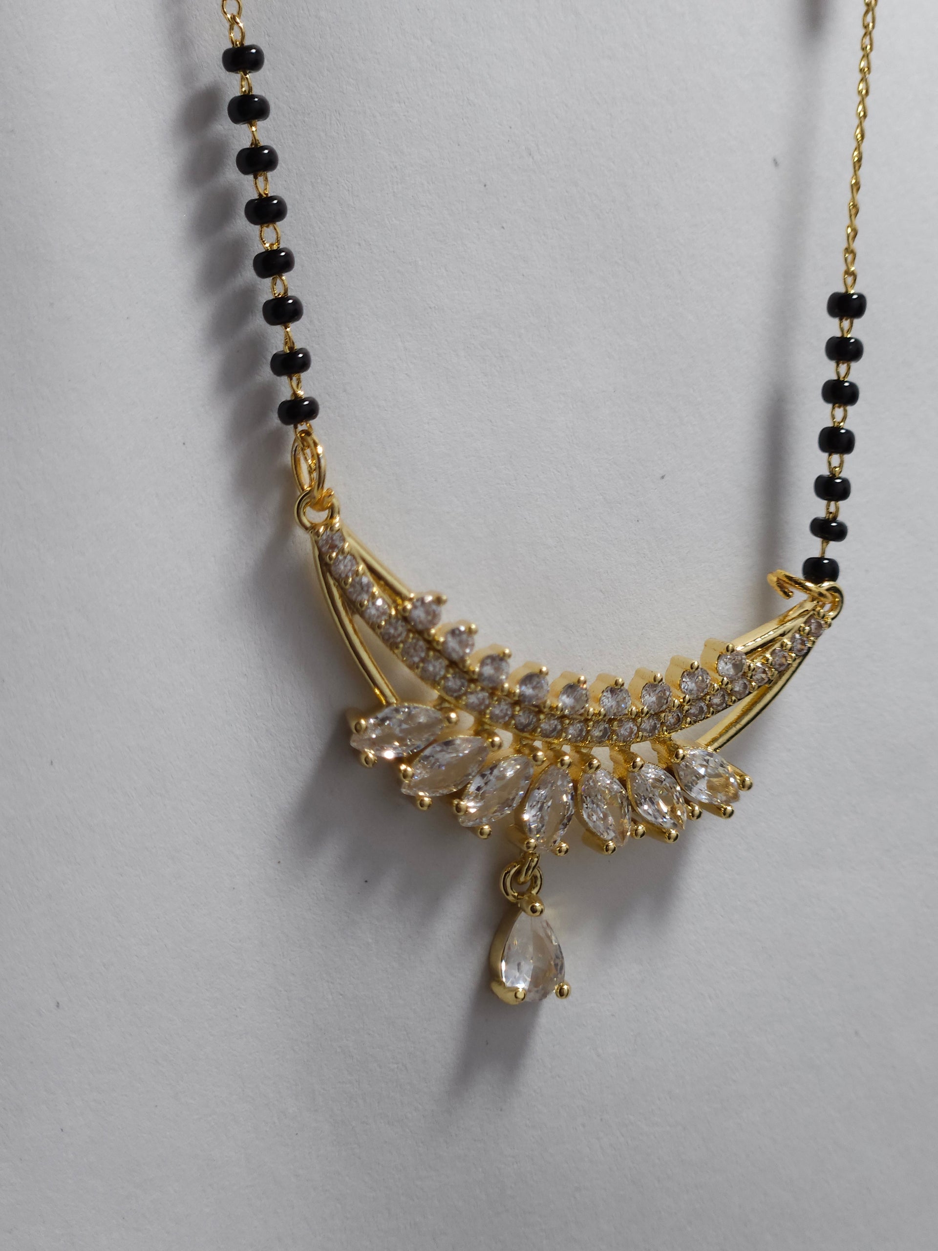 Mangalsutra – Gold-Tone Designer Black Bead Necklace
