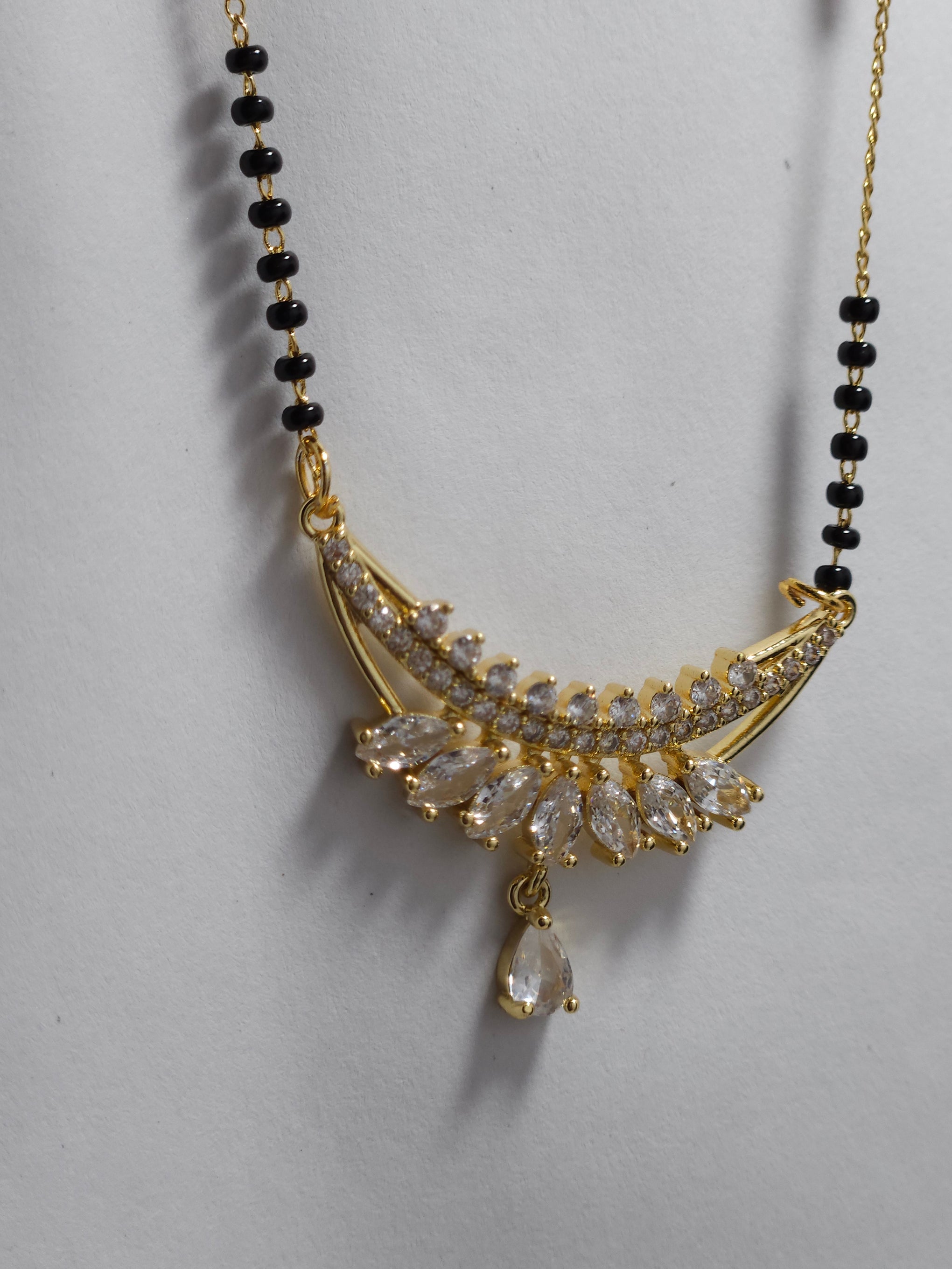 Mangalsutra – Gold-Tone Designer Black Bead Necklace