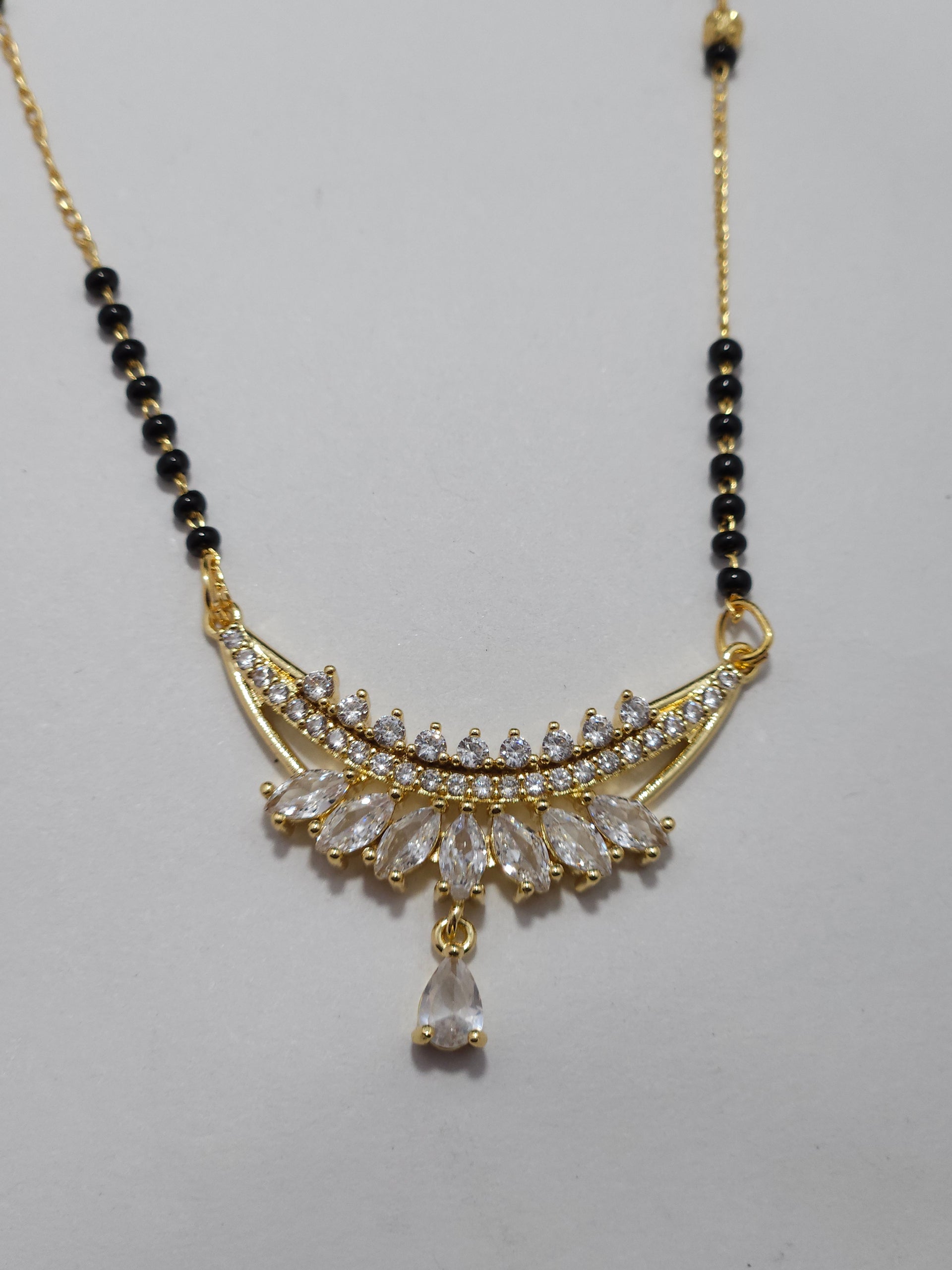 Mangalsutra – Gold-Tone Designer Black Bead Necklace