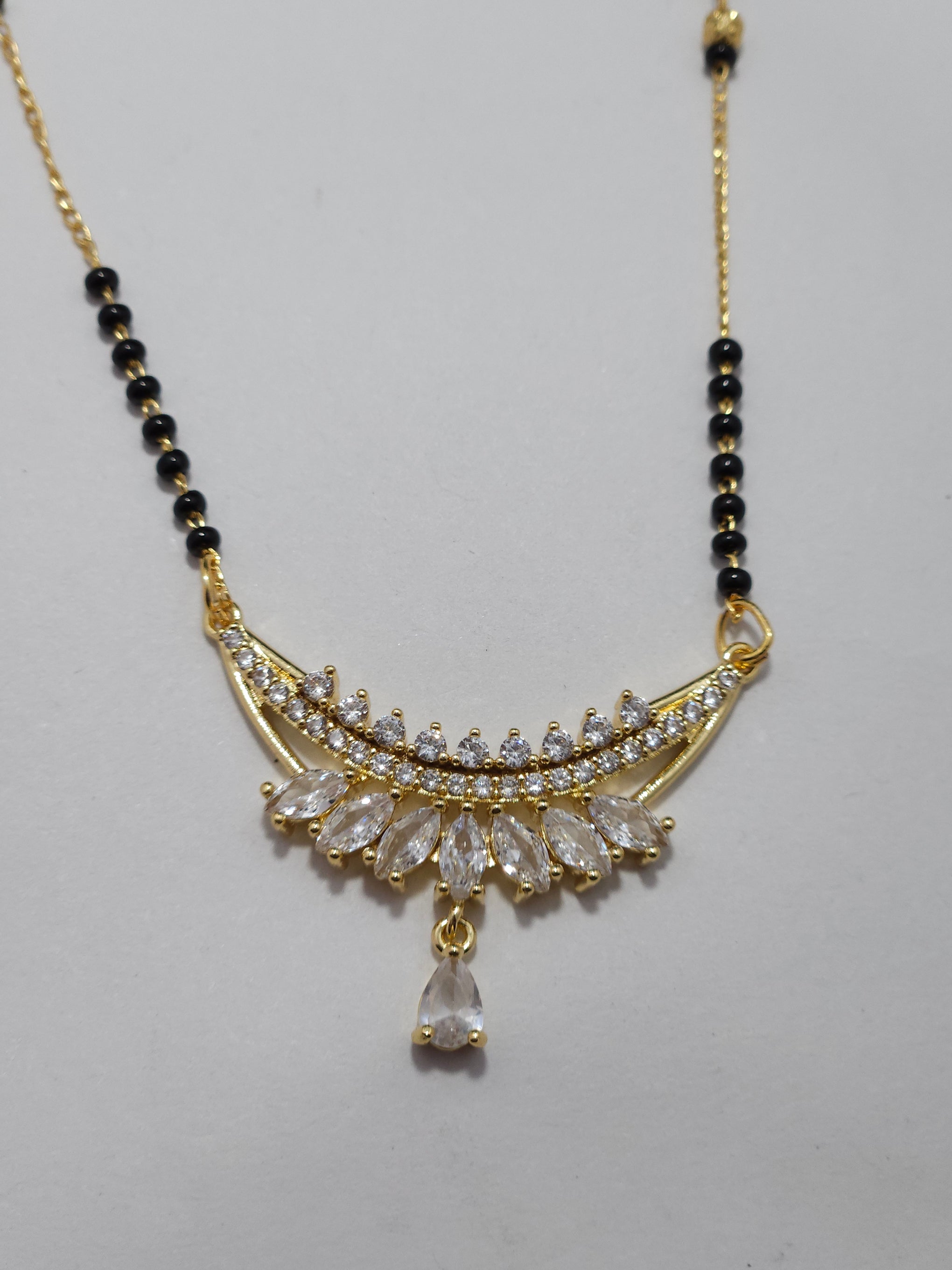 Mangalsutra – Gold-Tone Designer Black Bead Necklace
