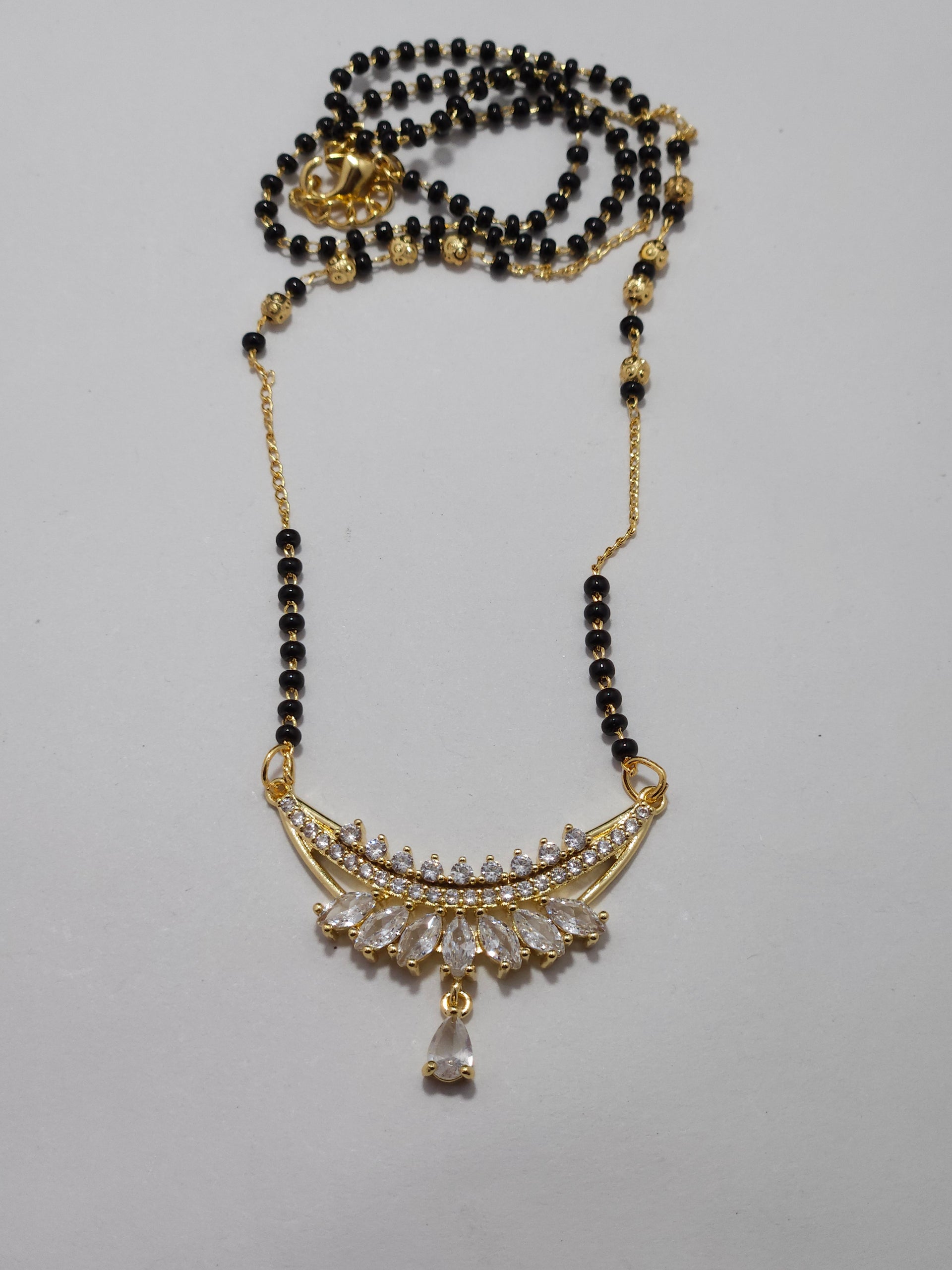 Mangalsutra – Gold-Tone Designer Black Bead Necklace