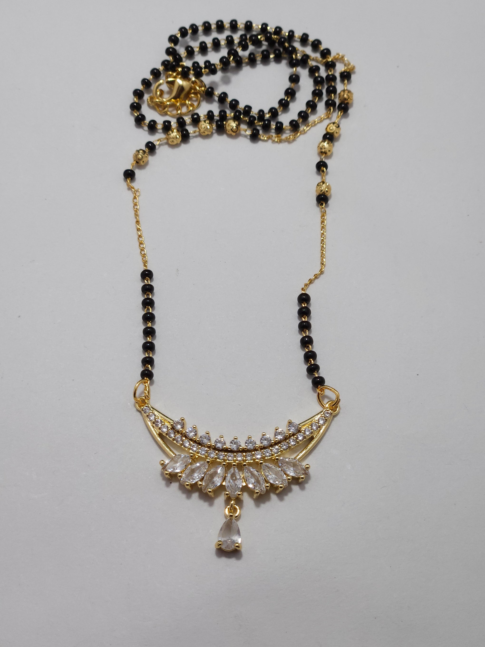 Mangalsutra – Gold-Tone Designer Black Bead Necklace