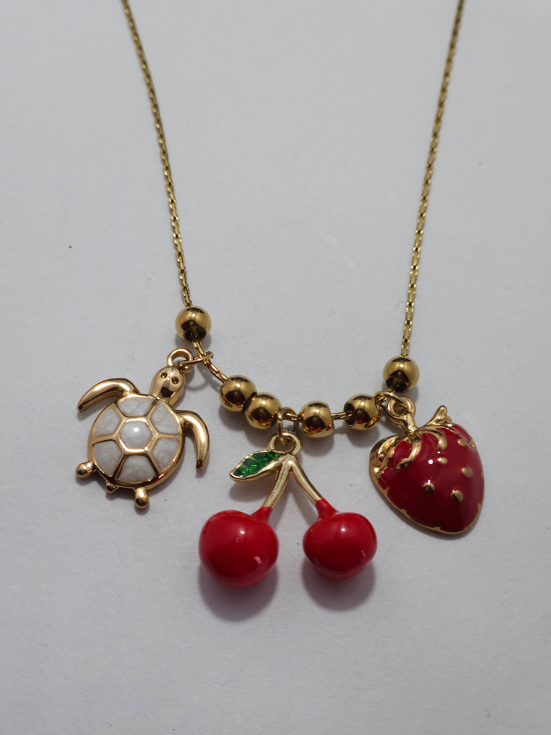 Turtle Charm Pendant Necklace – Gold-Tone Cute Designer Necklace