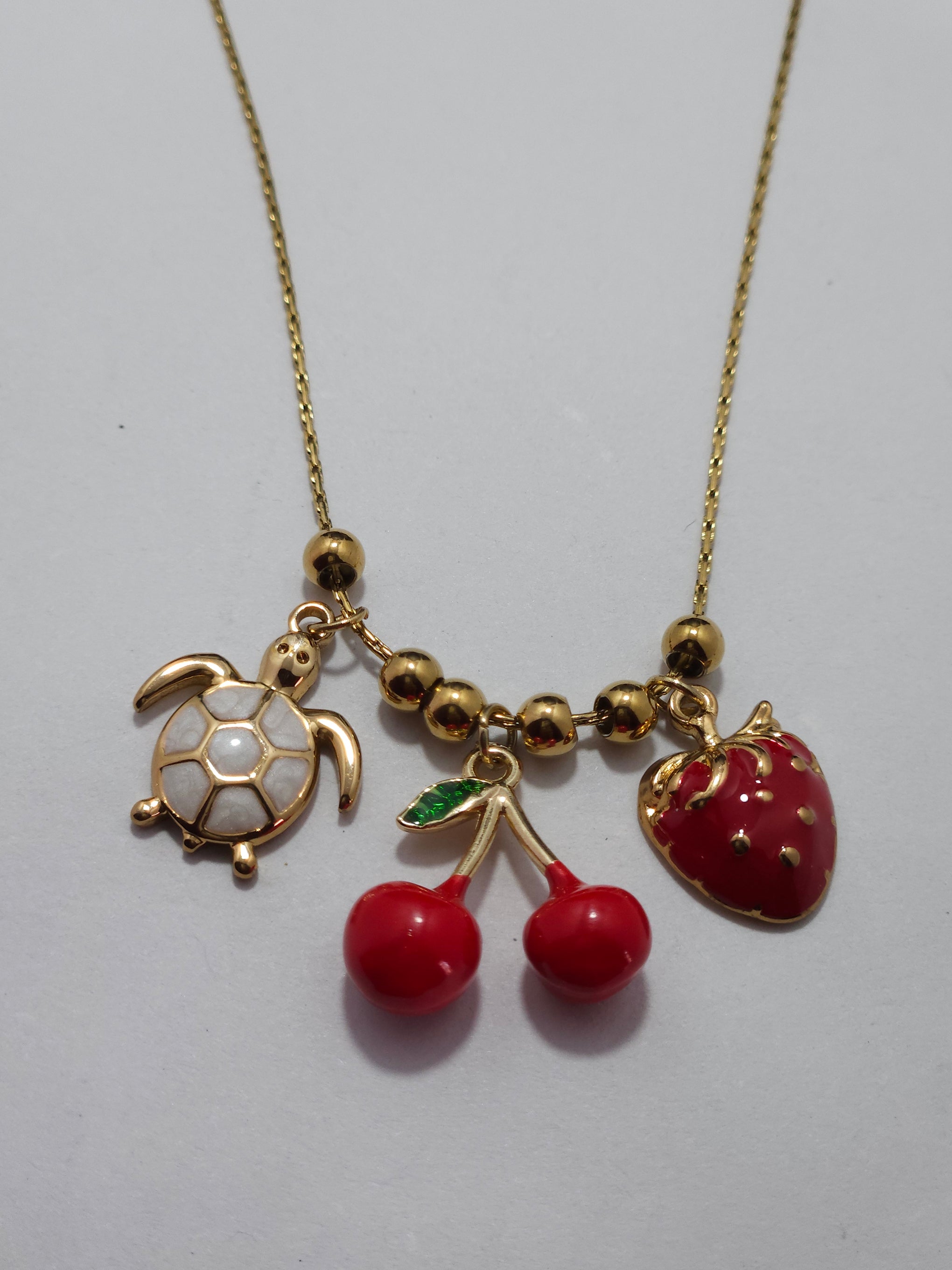 Turtle Charm Pendant Necklace – Gold-Tone Cute Designer Necklace
