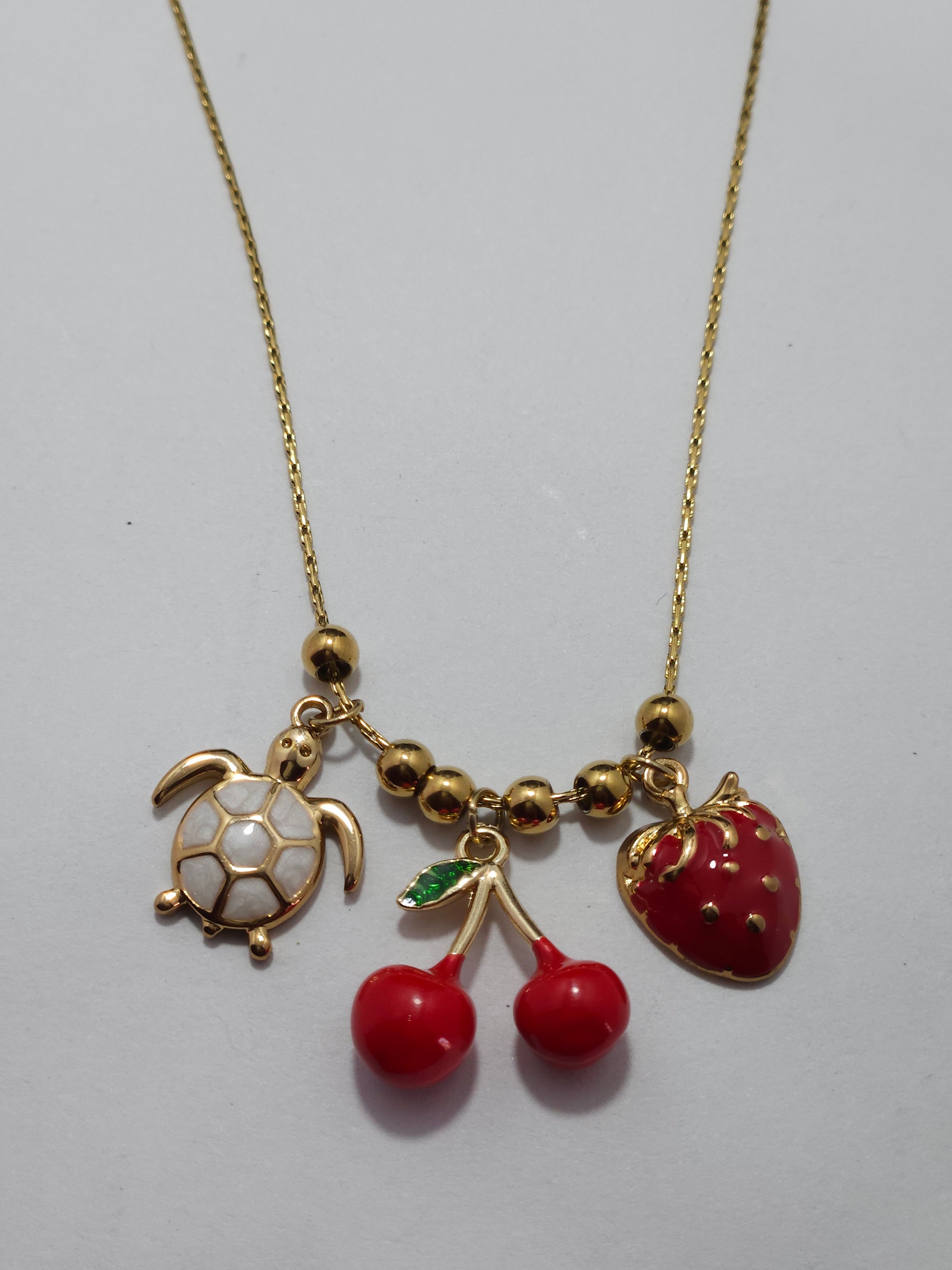 Turtle Charm Pendant Necklace – Gold-Tone Cute Designer Necklace