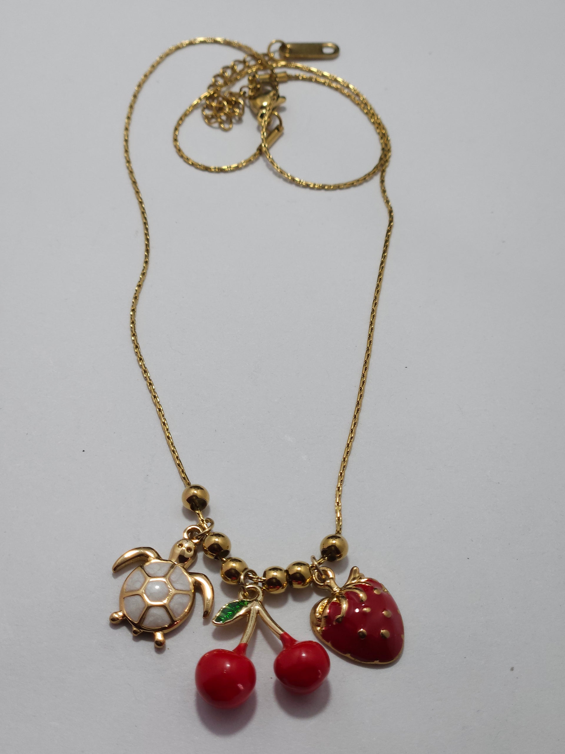 Turtle Charm Pendant Necklace – Gold-Tone Cute Designer Necklace