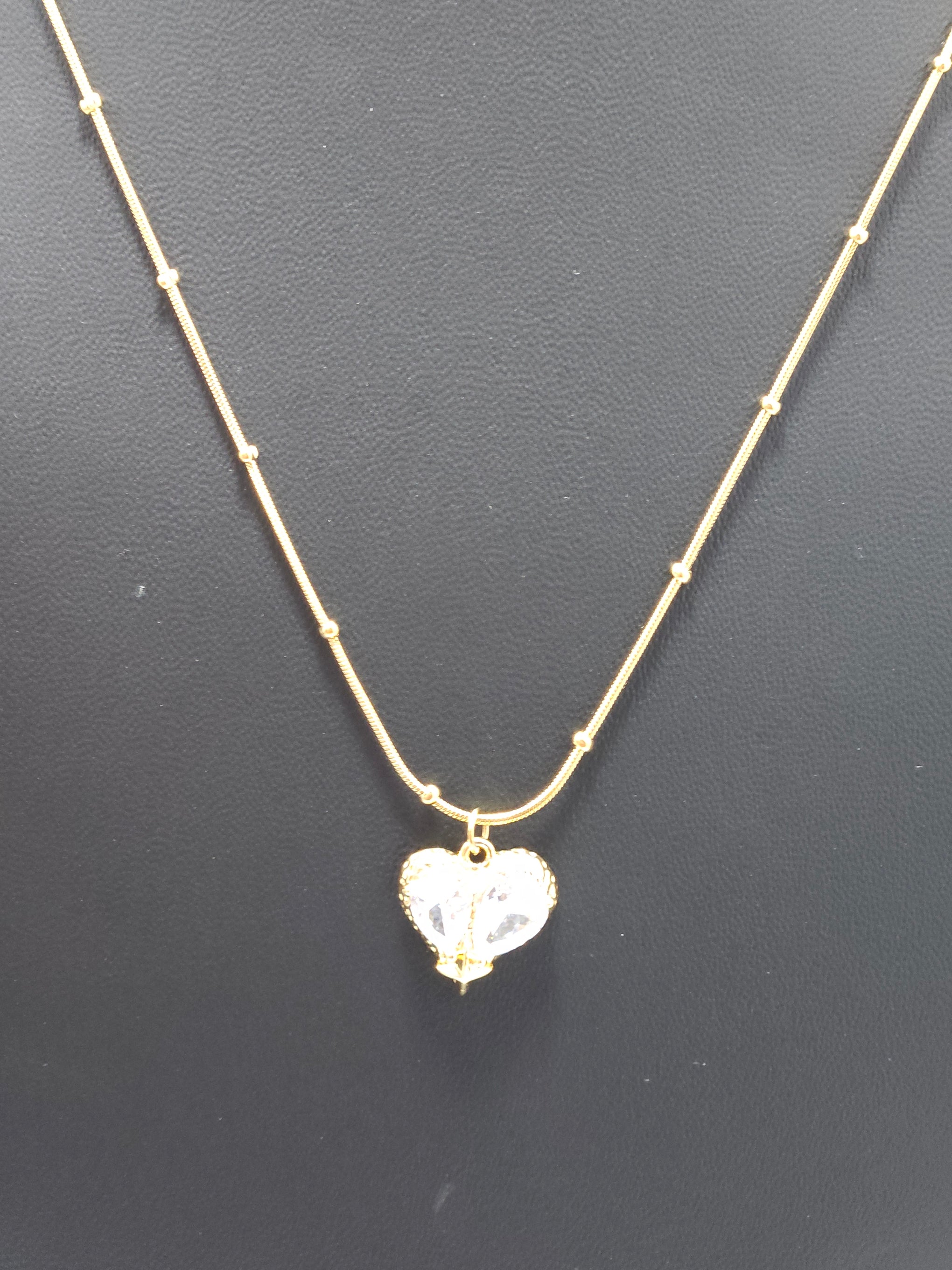 Crystal Heart Pendant Necklace – Gold-Tone Elegant Love Necklace