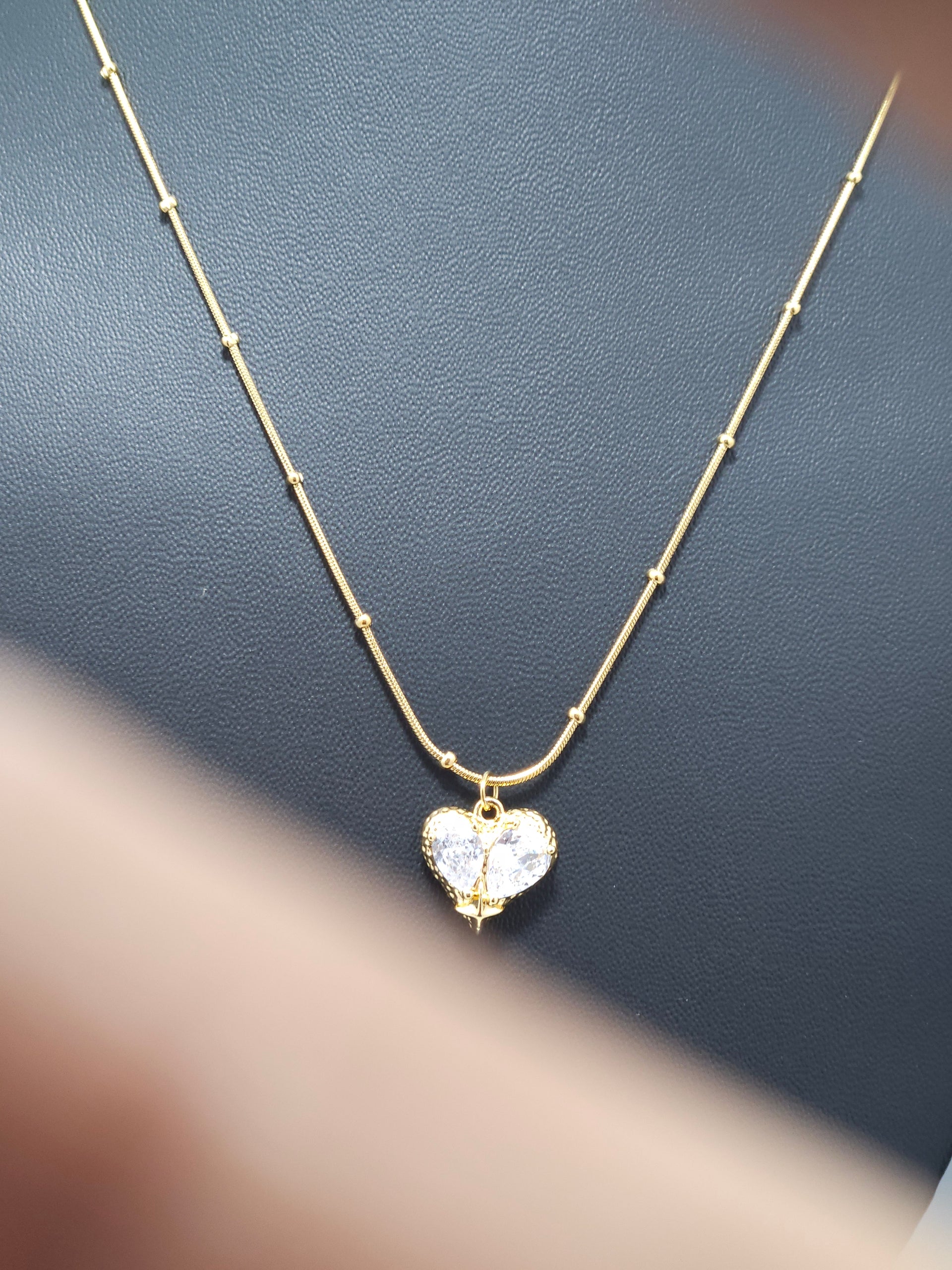 Crystal Heart Pendant Necklace – Gold-Tone Elegant Love Necklace