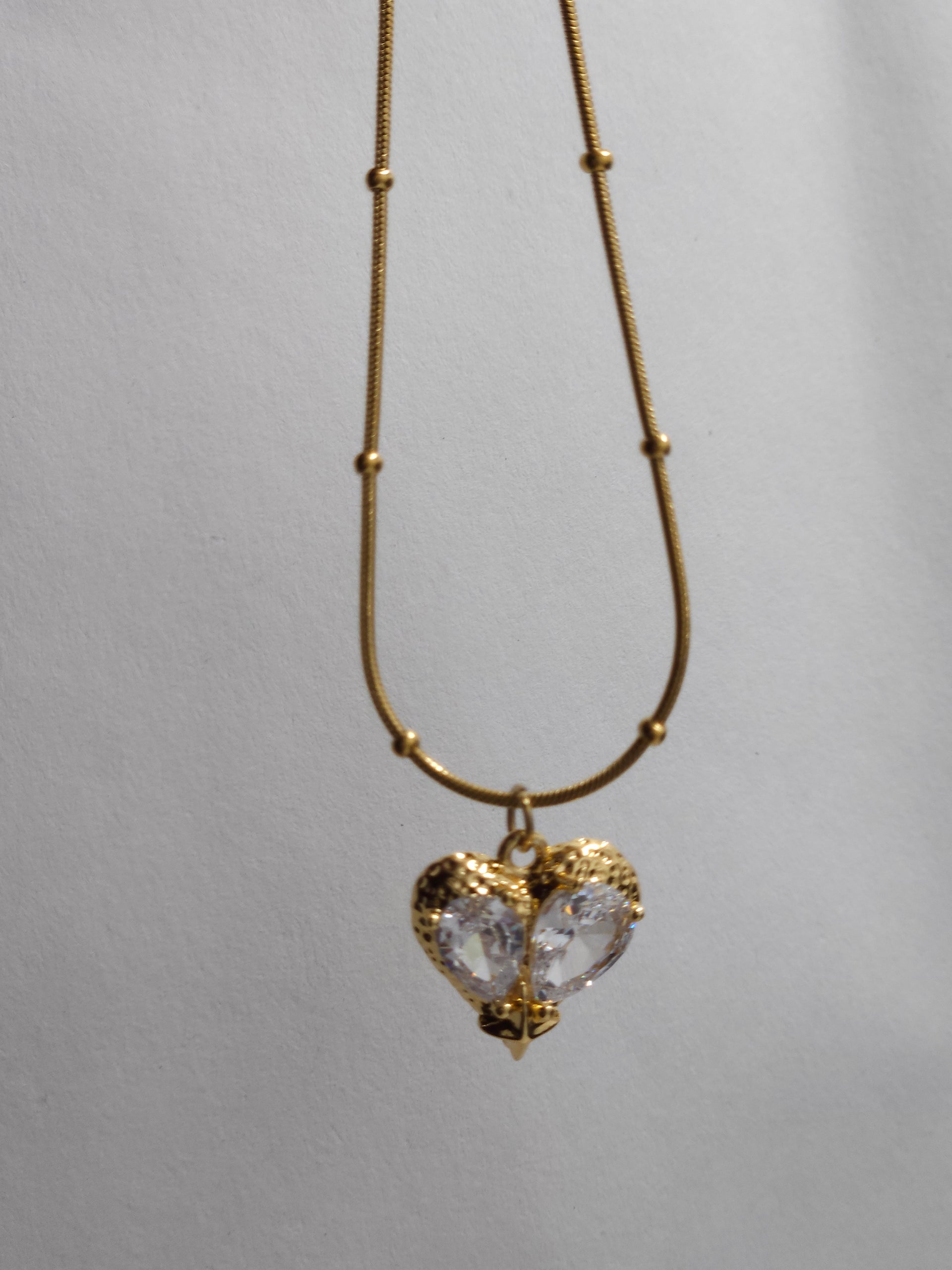 Crystal Heart Pendant Necklace – Gold-Tone Elegant Love Necklace