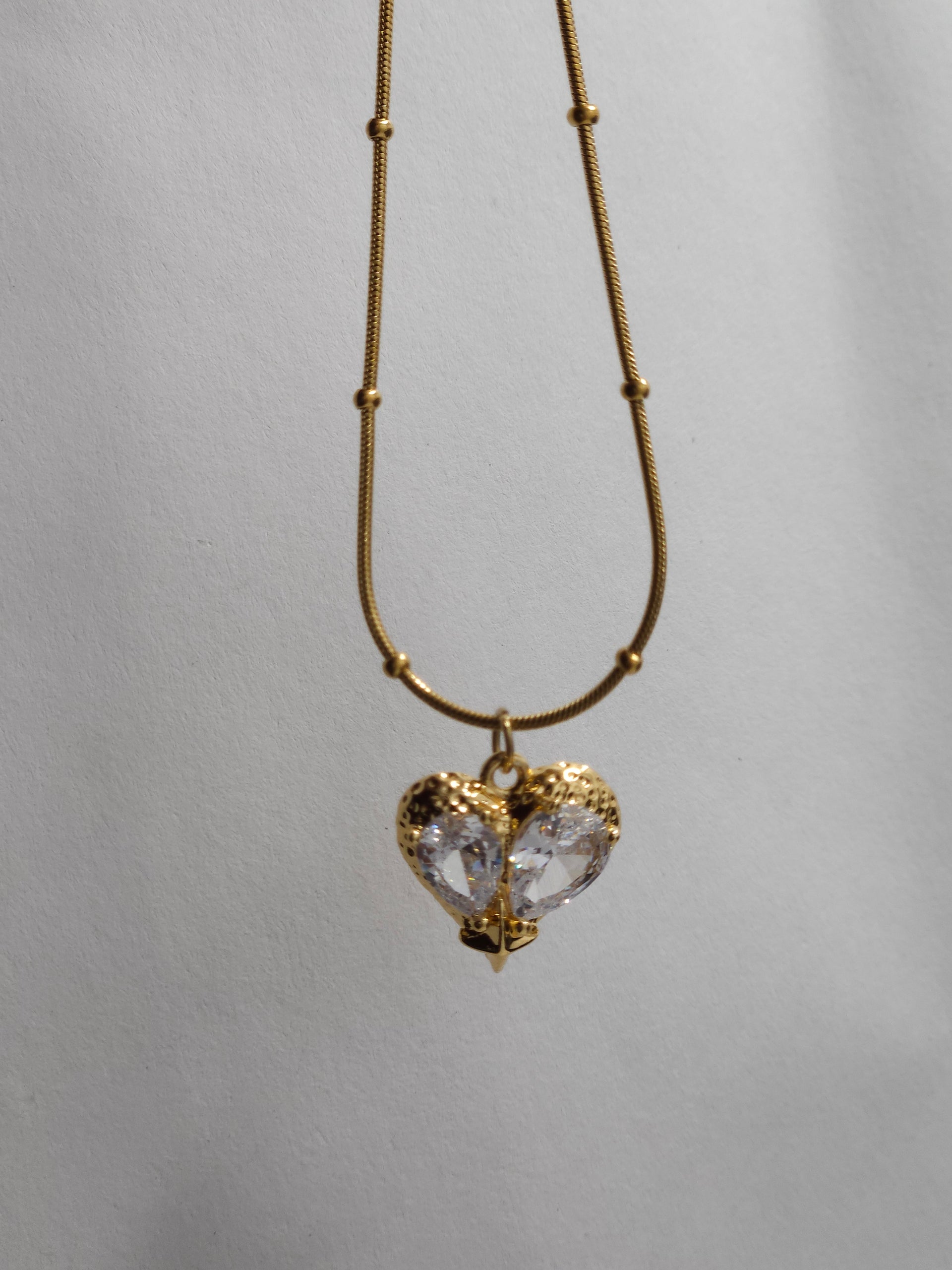 Crystal Heart Pendant Necklace – Gold-Tone Elegant Love Necklace