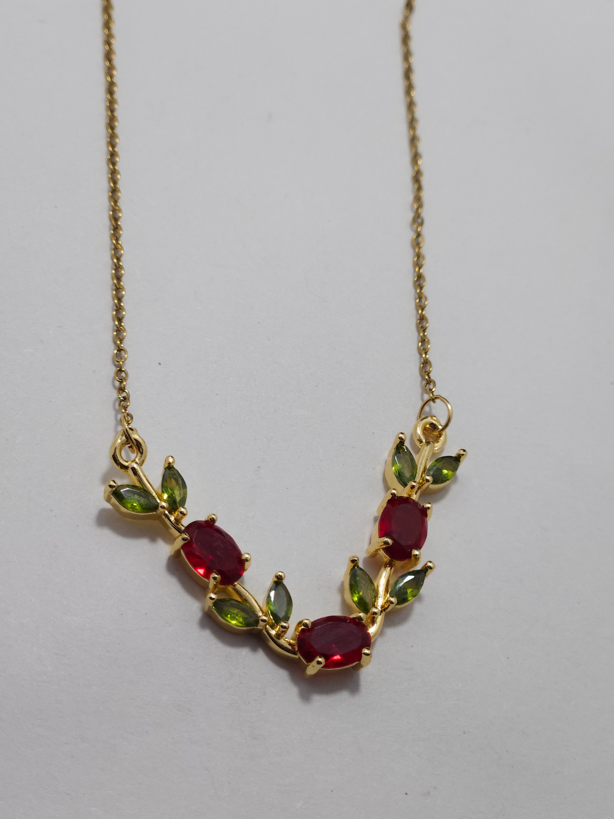 Leaf Elegance Necklace – Gold-Tone Floral Crystal Necklace